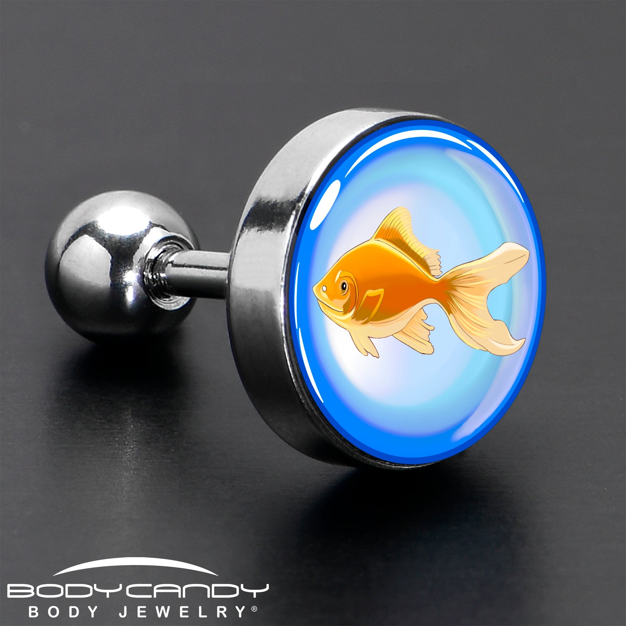 BodyCandy 16G 1/4 Gold Fish Cartilage Tragus Earring by Onyx O — in-use photo
