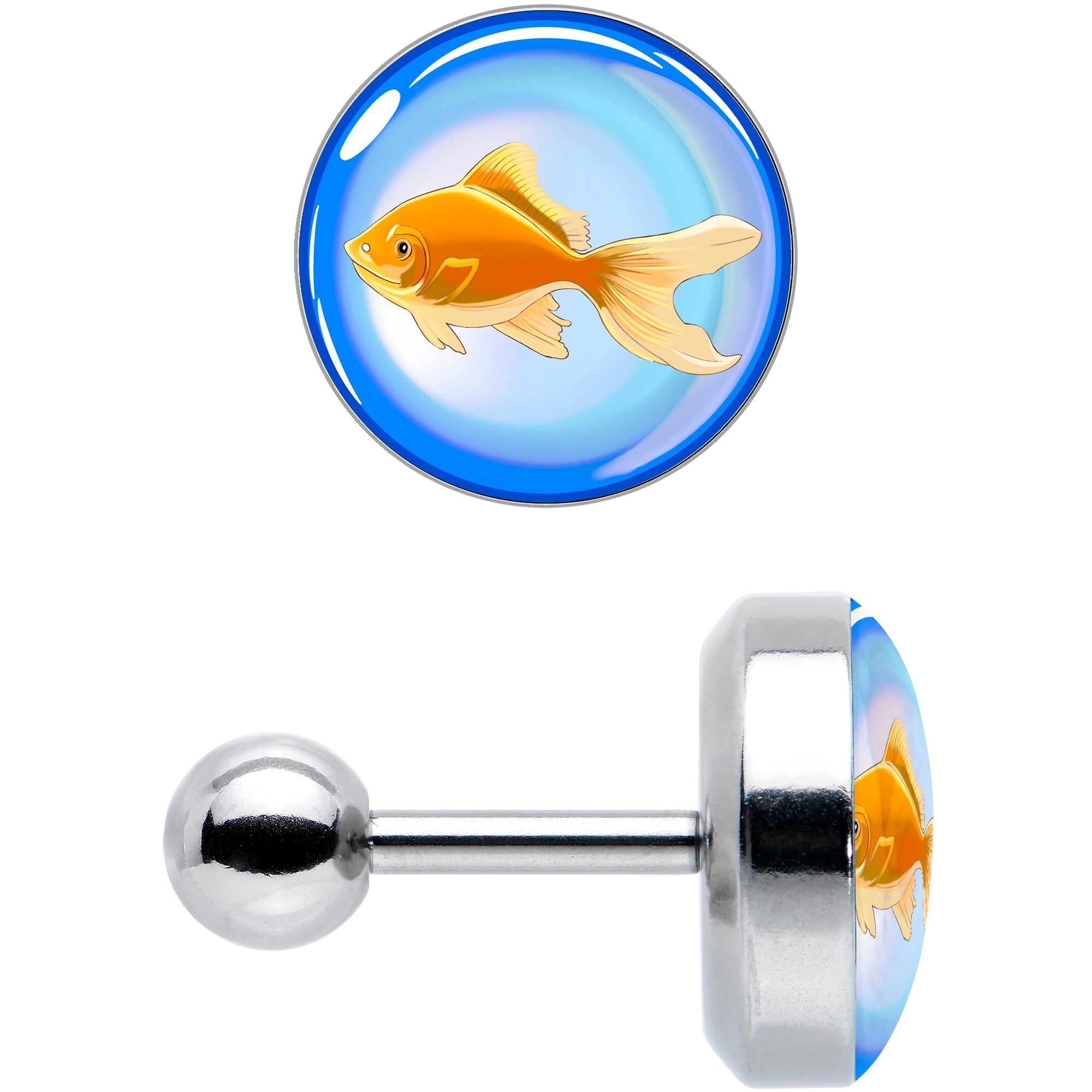 BodyCandy 16G 1/4 Gold Fish Cartilage Tragus Earring by Onyx O — size reference