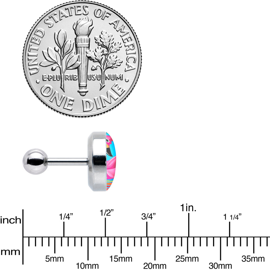 BodyCandy 16G 1/4 Rainbow Sea Floating Flamingo Cartilage Tragus Earring by Onyx O — size reference