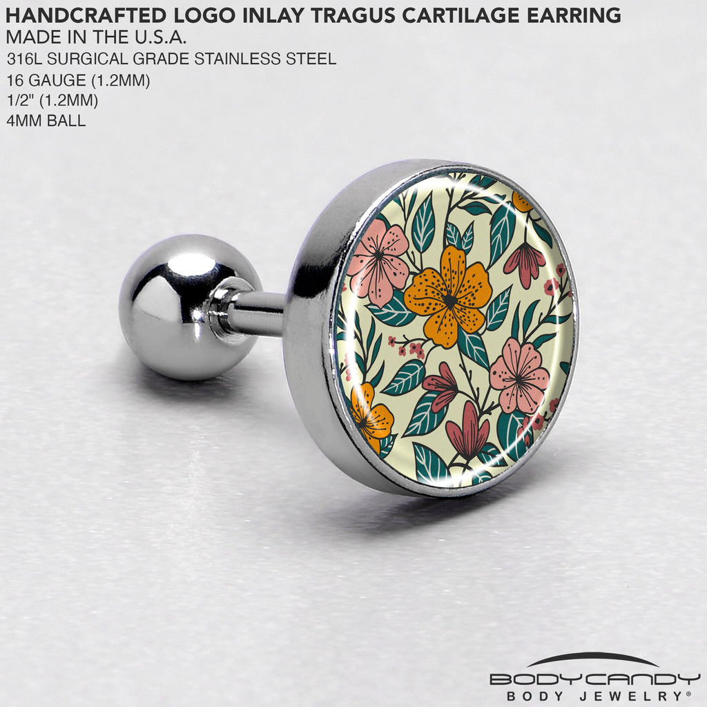 BodyCandy 16G 1/4 Blossom Creation Wildflower Flowers Tragus Cartilage Earring by Onyx O — side view