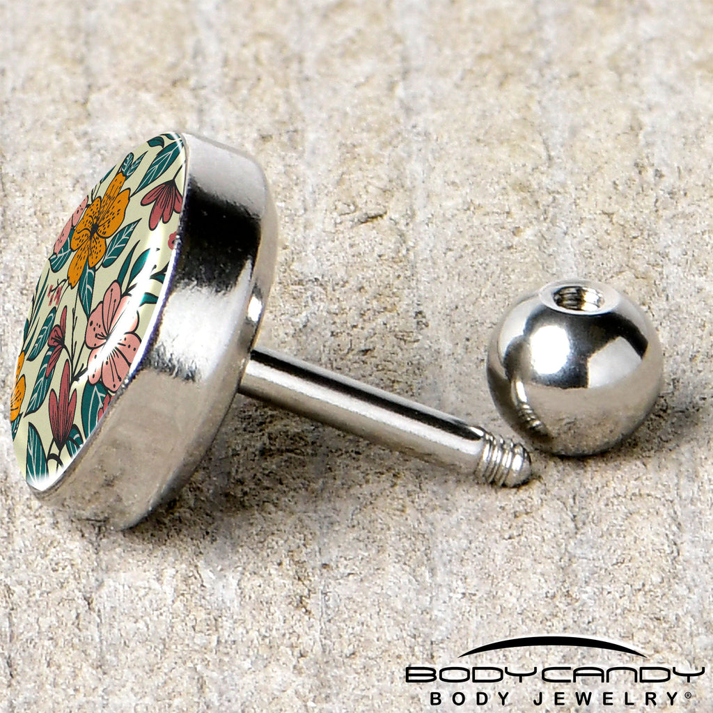 BodyCandy 16G 1/4 Blossom Creation Wildflower Flowers Tragus Cartilage Earring by Onyx O — back view