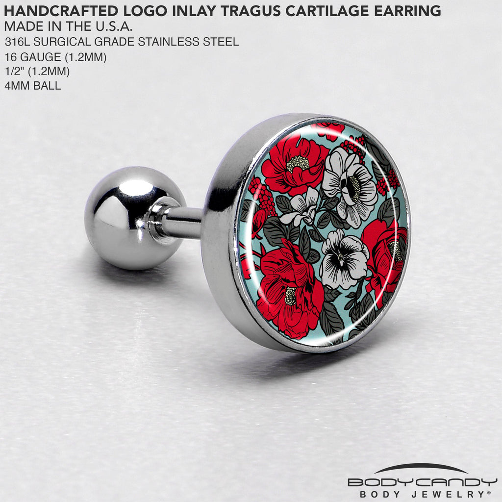 BodyCandy 16G 1/4 Blossom Creation Vibrant Bloom of Flowers Cartilage Earring by Onyx O — side view