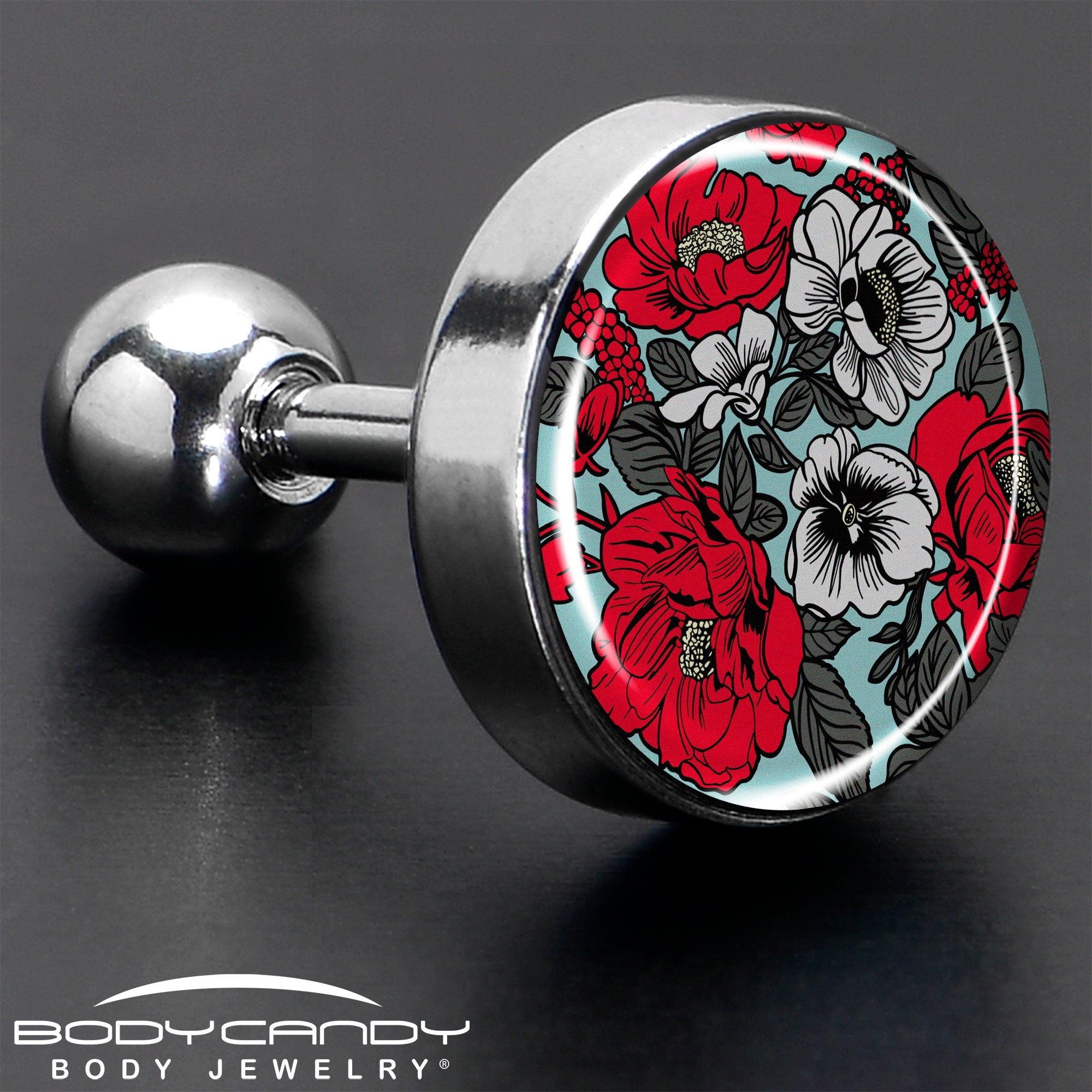 BodyCandy 16G 1/4 Blossom Creation Vibrant Bloom of Flowers Cartilage Earring by Onyx O — in-use photo
