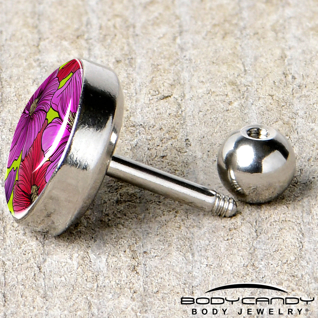BodyCandy 16G 1/4 Blossom Creation Tropical Floral Flowers Cartilage Earring by Onyx O — back view