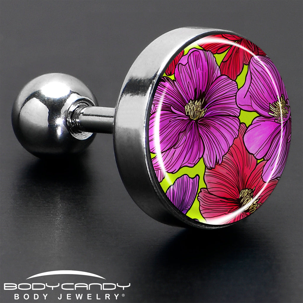 BodyCandy 16G 1/4 Blossom Creation Tropical Floral Flowers Cartilage Earring by Onyx O — in-use photo