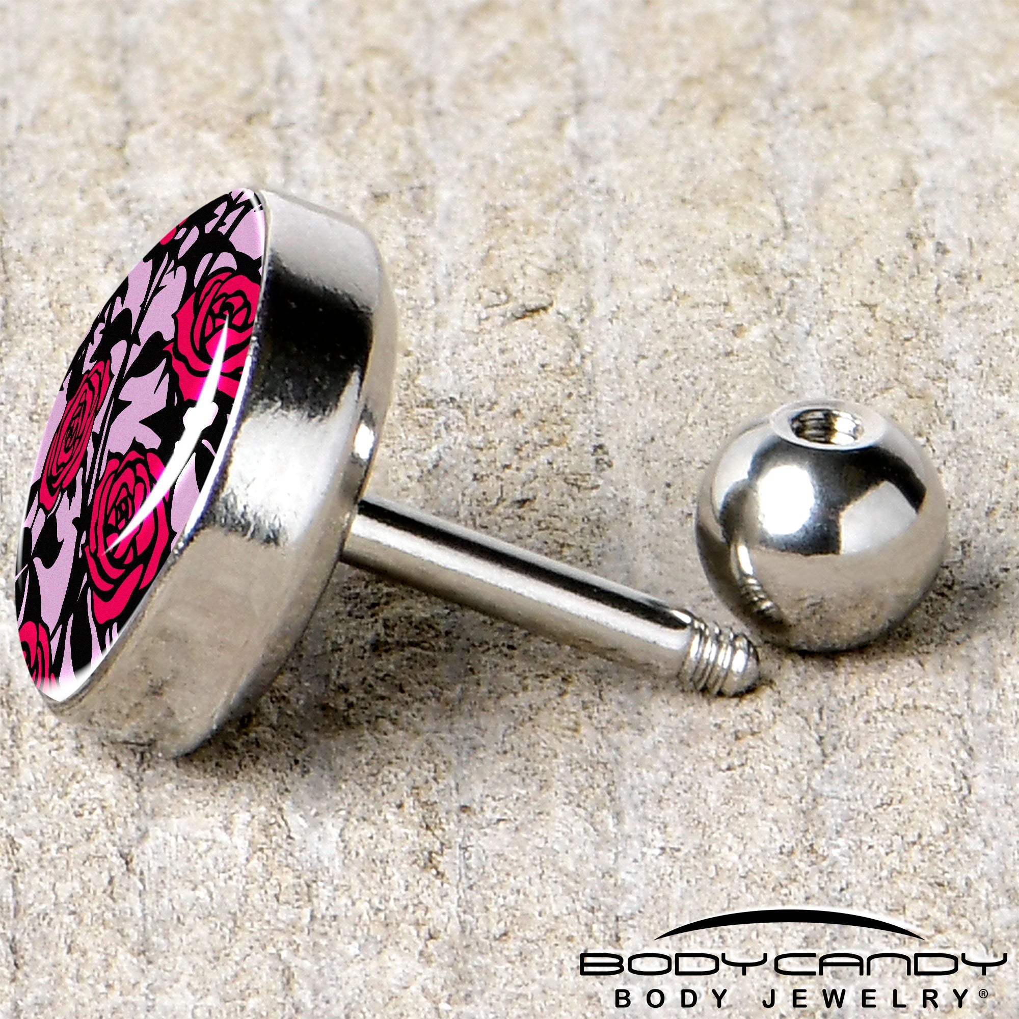 BodyCandy 16G 1/4 Blossom Creation Floral Love of Roses Cartilage Earring by Onyx O — back view