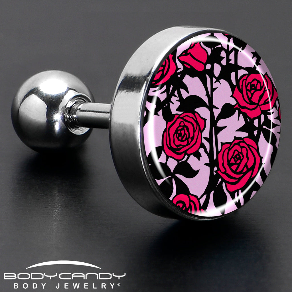 BodyCandy 16G 1/4 Blossom Creation Floral Love of Roses Cartilage Earring by Onyx O — in-use photo