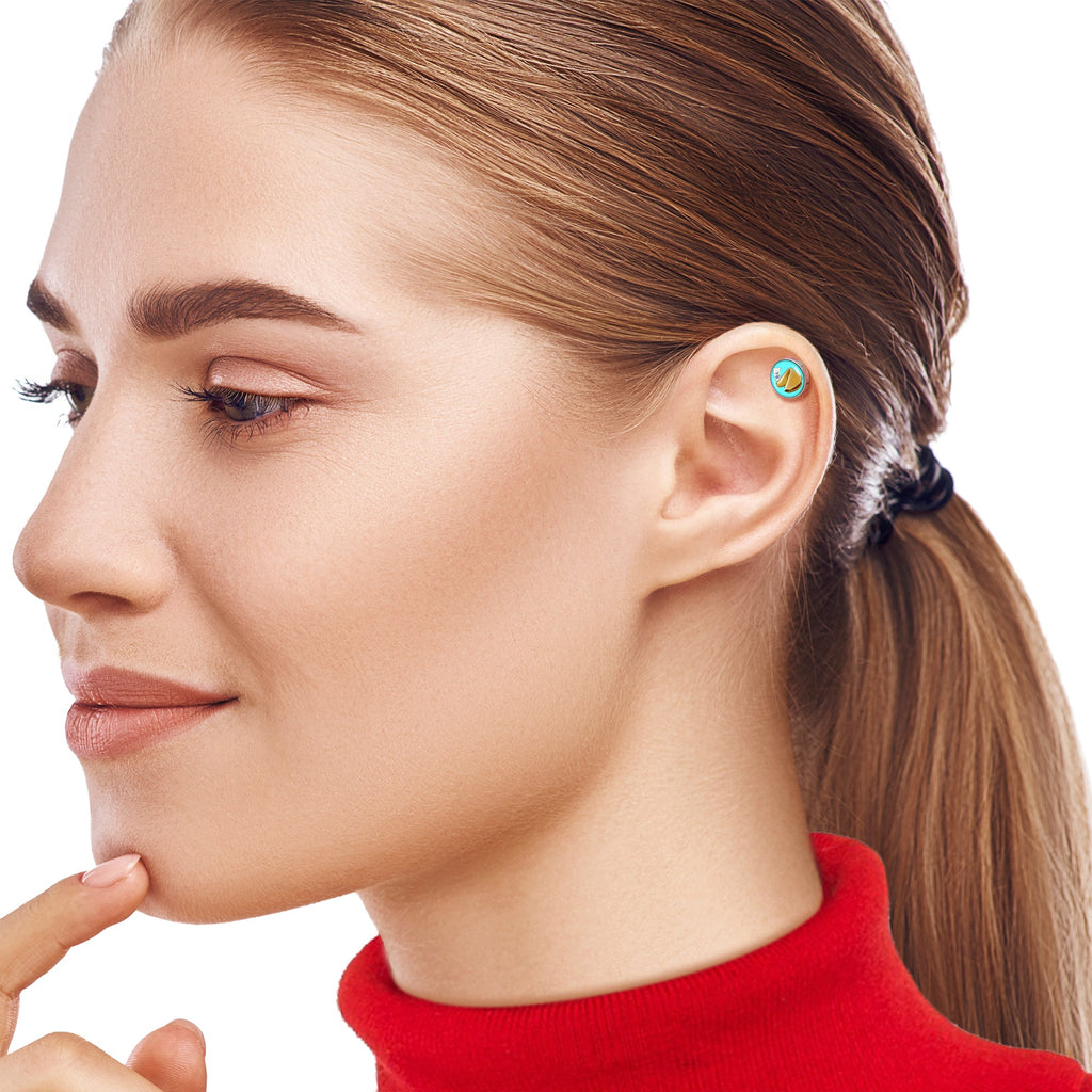 BodyCandy 16G 1/4 Fortune Cookie Cartilage Tragus Earring by Onyx O — lifestyle context