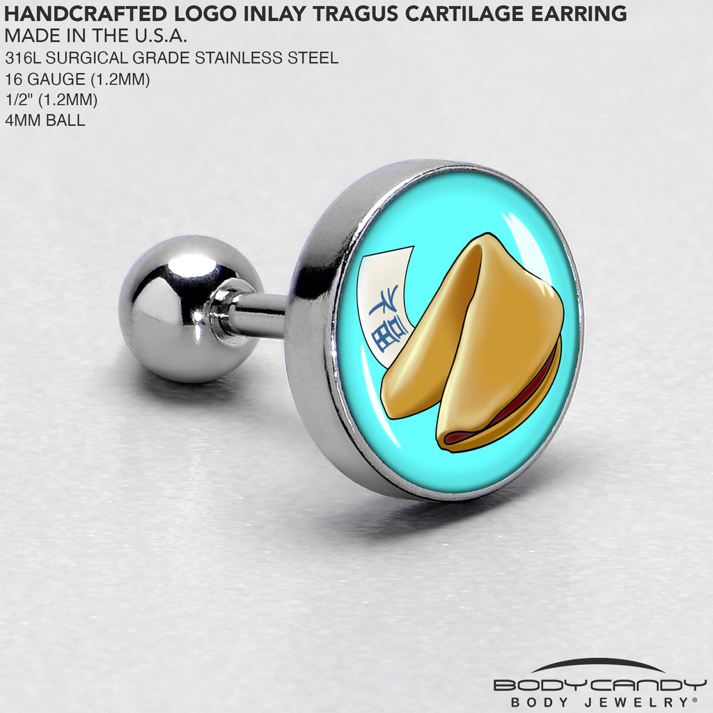 BodyCandy 16G 1/4 Fortune Cookie Cartilage Tragus Earring by Onyx O — side view
