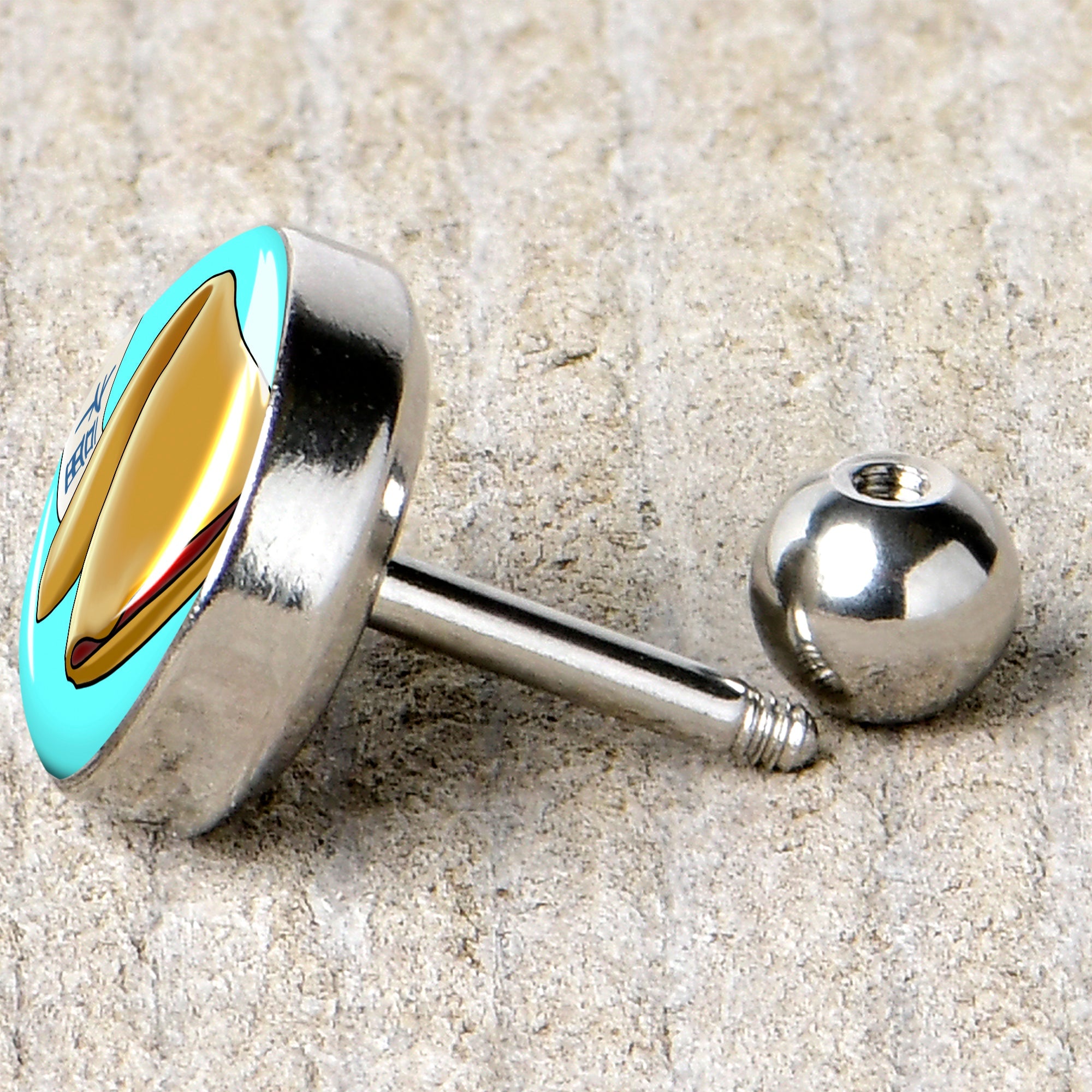BodyCandy 16G 1/4 Fortune Cookie Cartilage Tragus Earring by Onyx O — back view
