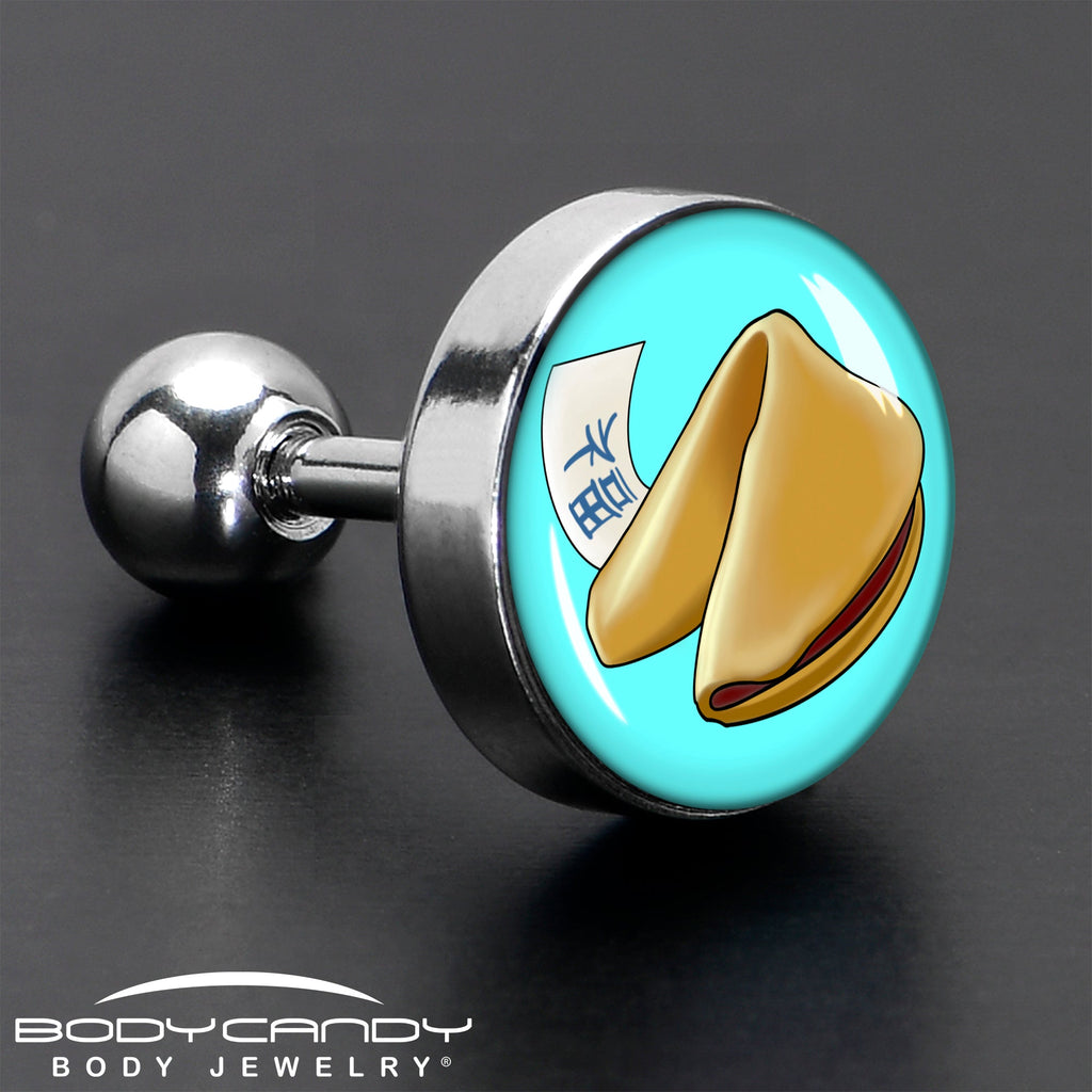 BodyCandy 16G 1/4 Fortune Cookie Cartilage Tragus Earring by Onyx O — in-use photo