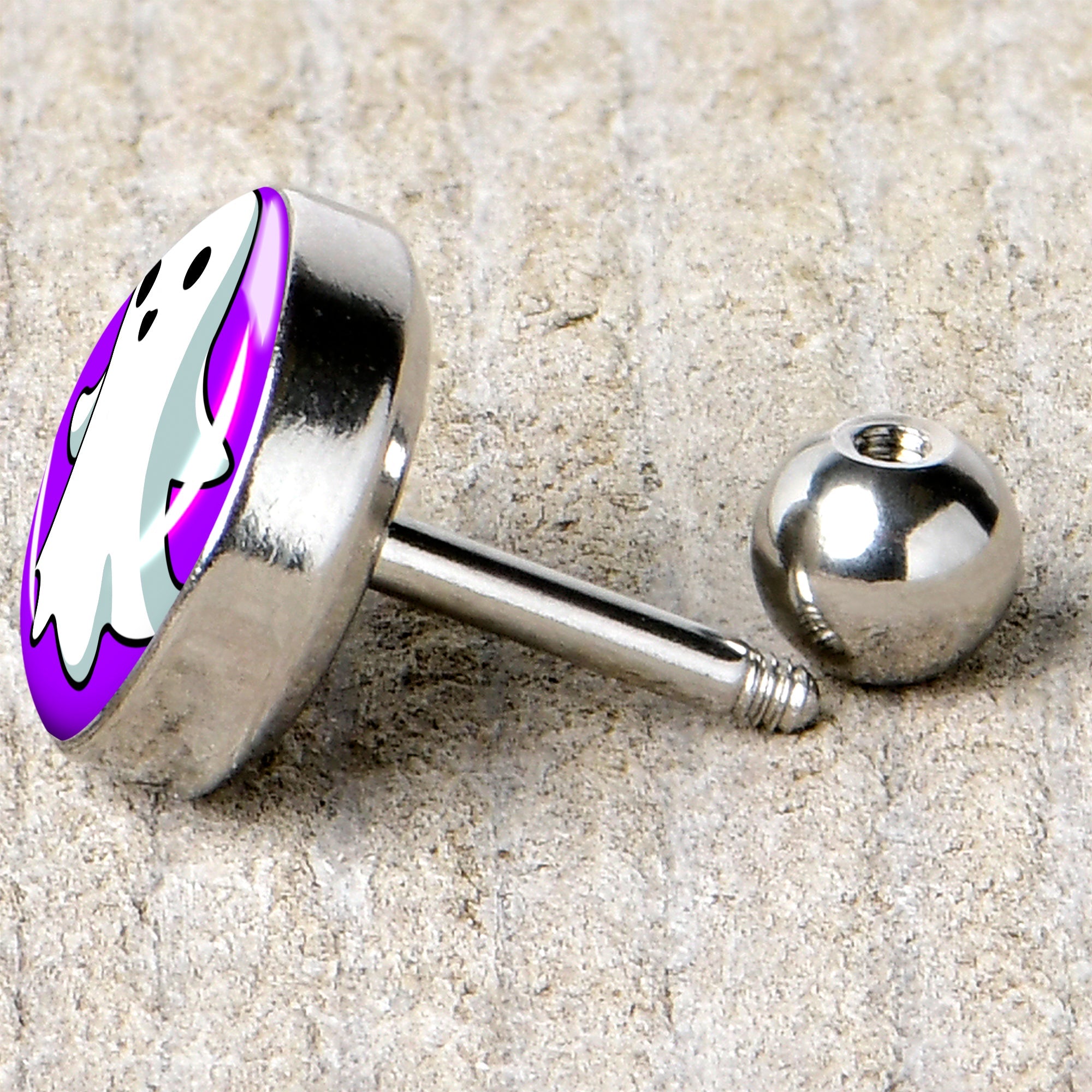 BodyCandy 16G 1/4 Ghost Cartilage Tragus Earring by Onyx O — back view