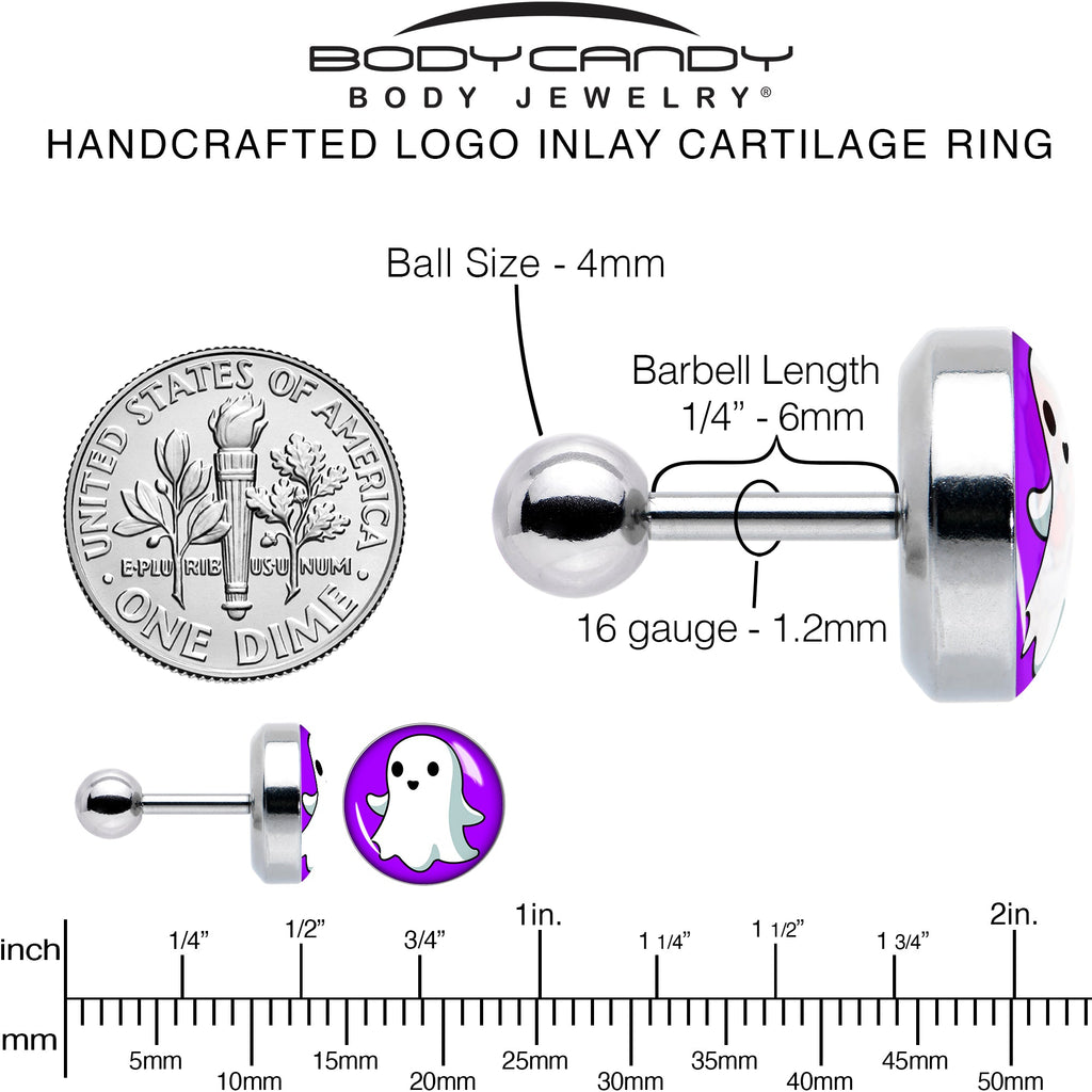 BodyCandy 16G 1/4 Ghost Cartilage Tragus Earring by Onyx O — alternative angle