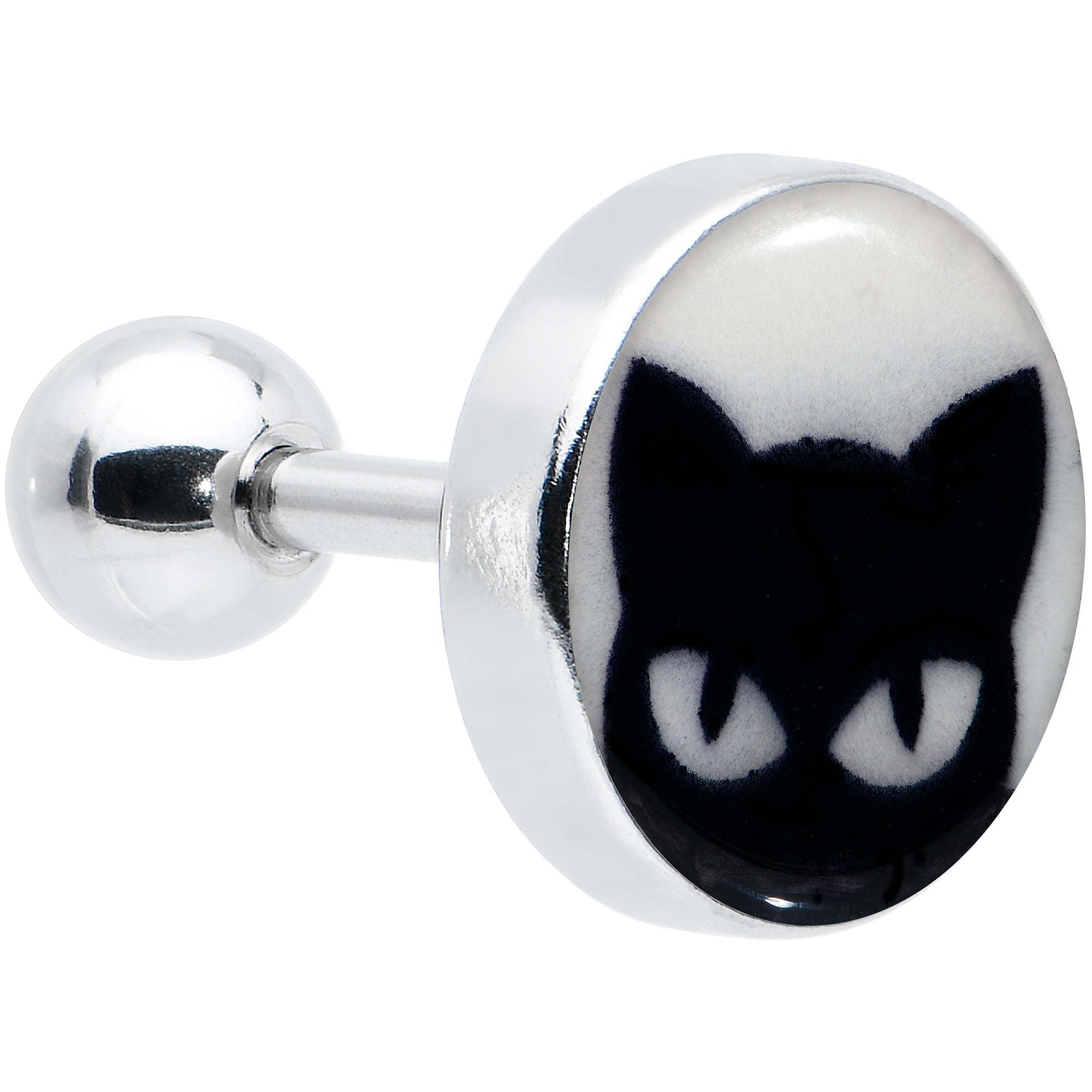 BodyCandy 16G Glow in the Dark Peeking Black Cat Tragus Cartilage Earring by Onyx O — main product shot