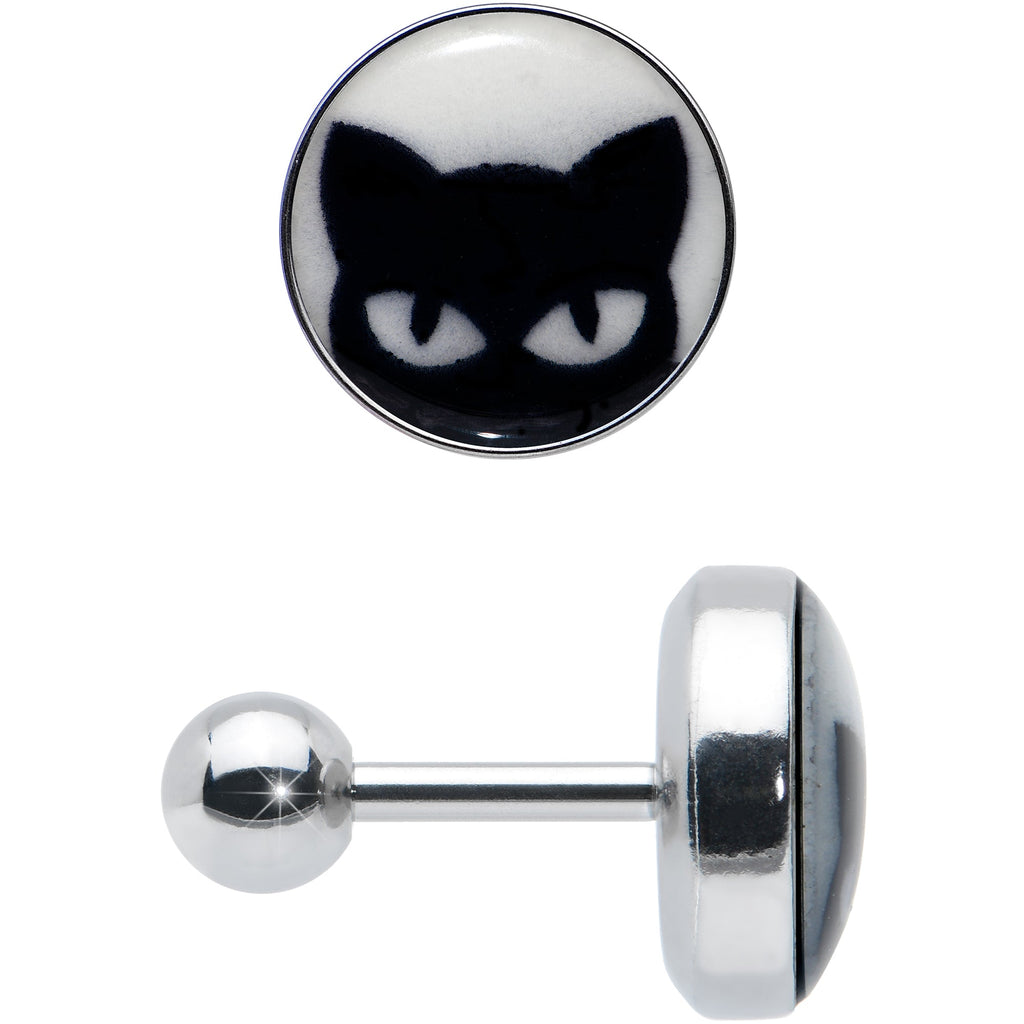 BodyCandy 16G Glow in the Dark Peeking Black Cat Tragus Cartilage Earring by Onyx O — lifestyle context