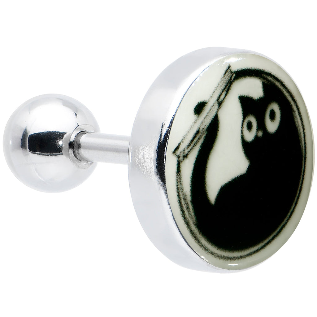 BodyCandy 16G Glow in the Dark Fishbowl Kitty Cat Tragus Cartilage Earring by Onyx O — main product shot