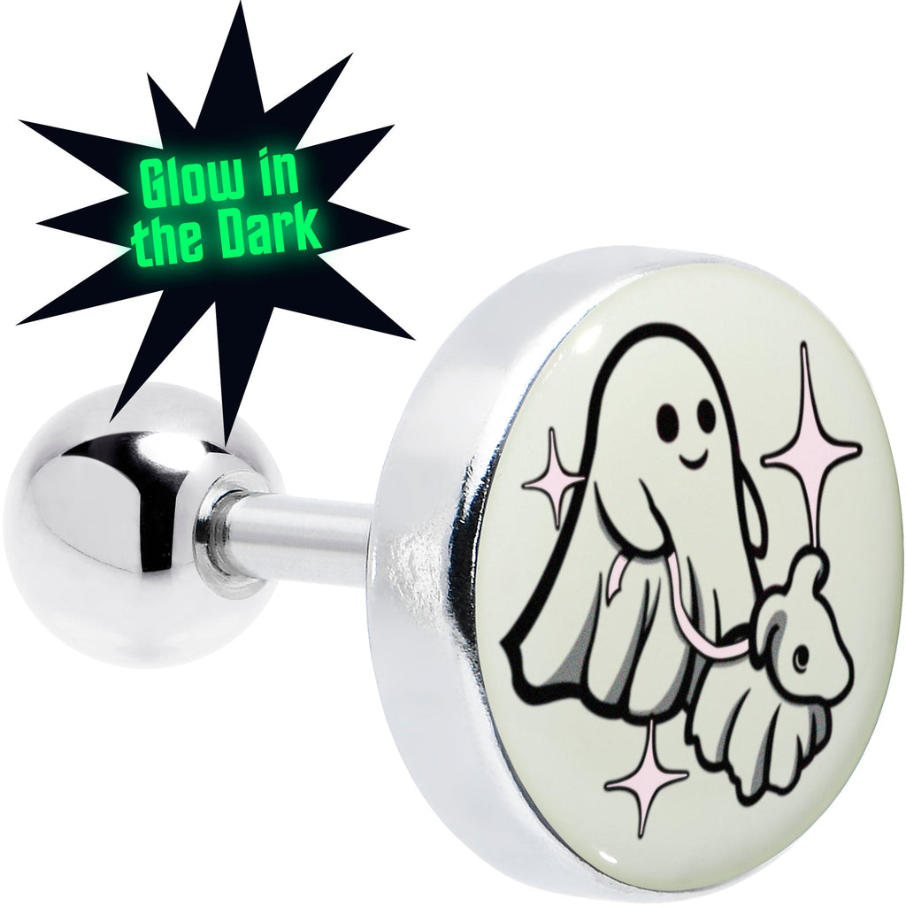 BodyCandy 16G 1/4 Glow in the Dark Halloween Ghost Dog Walker Tragus Cartilage Earring by Onyx O — main product shot