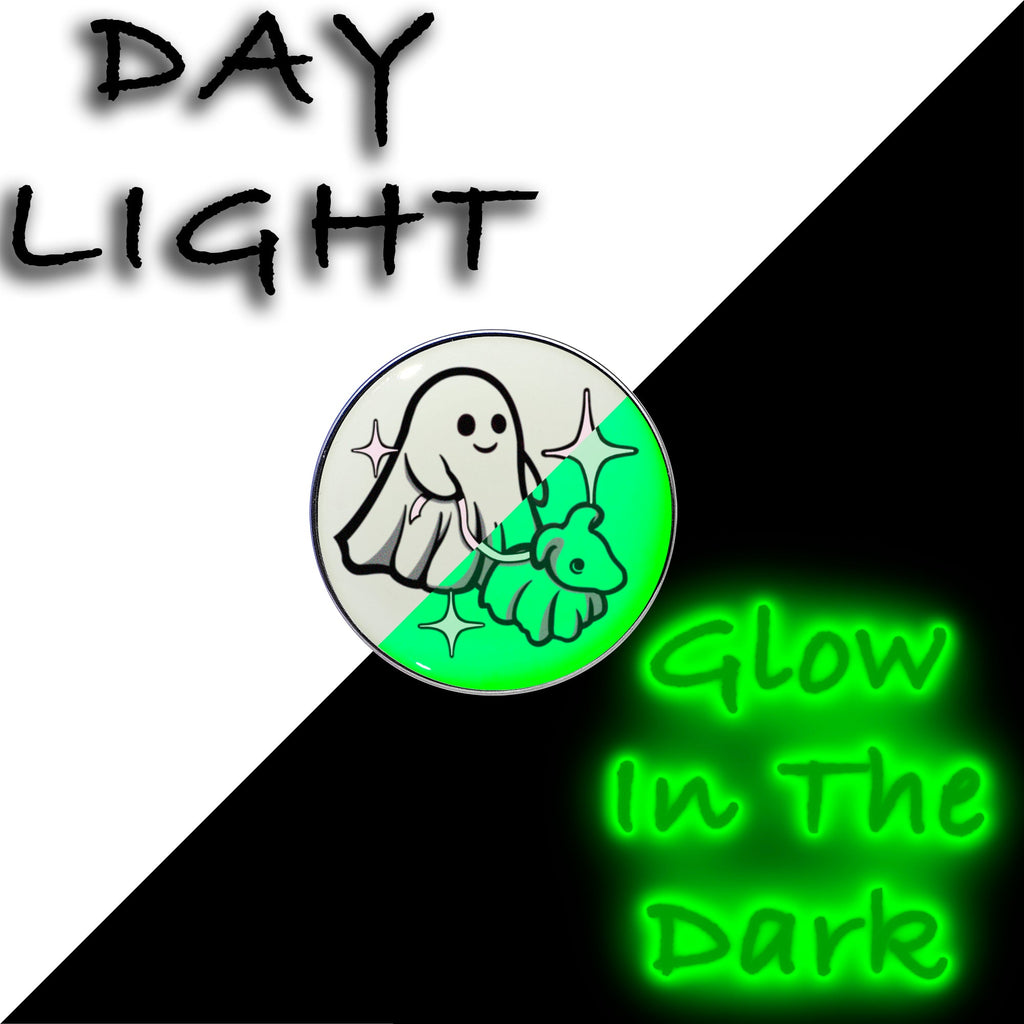 BodyCandy 16G 1/4 Glow in the Dark Halloween Ghost Dog Walker Tragus Cartilage Earring by Onyx O — detail close-up