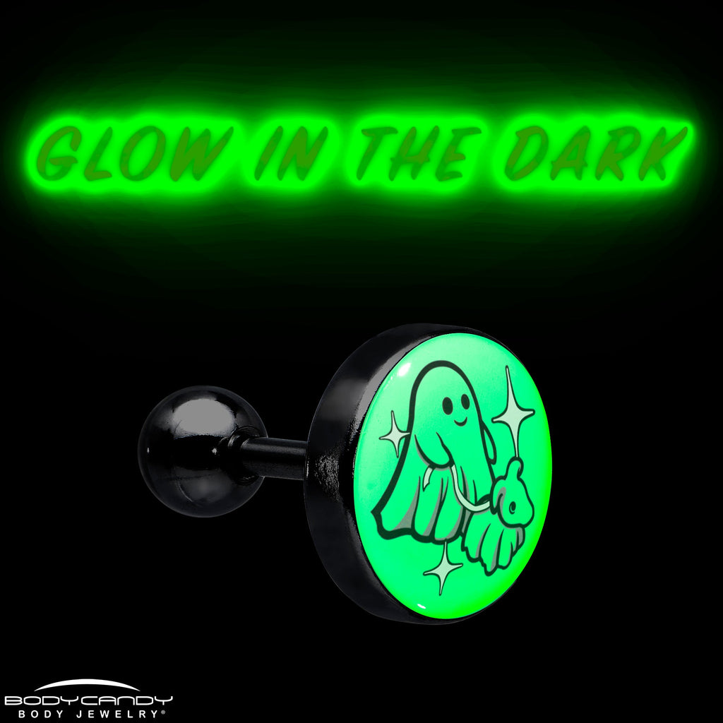 BodyCandy 16G 1/4 Glow in the Dark Halloween Ghost Dog Walker Tragus Cartilage Earring by Onyx O — size reference