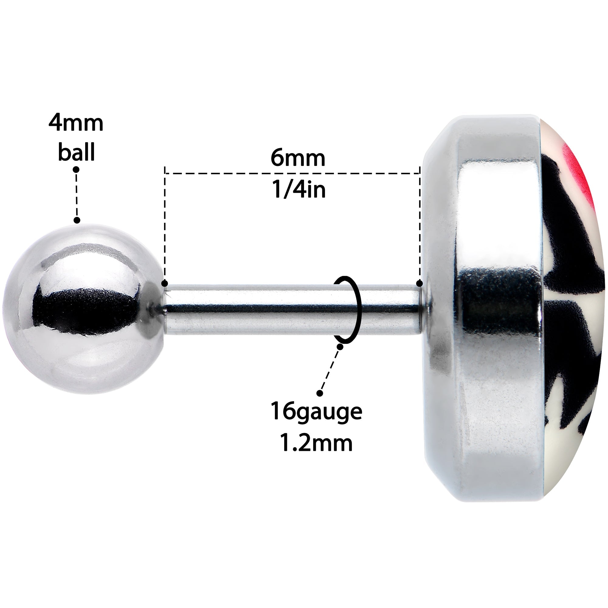 BodyCandy 16G 1/4 Glow in the Dark I Love Me Cartilage Tragus Earring — in-use photo