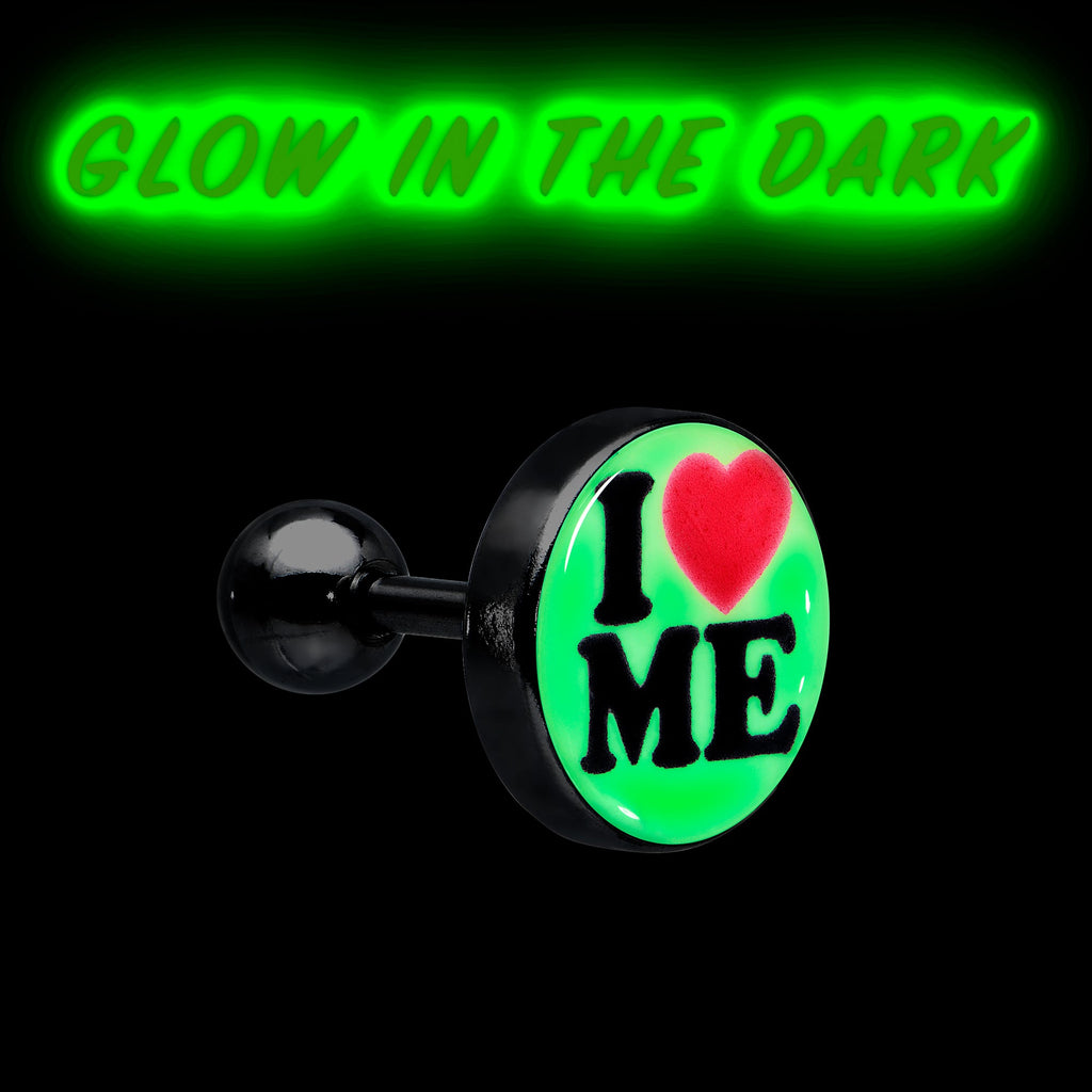 BodyCandy 16G 1/4 Glow in the Dark I Love Me Cartilage Tragus Earring — size reference