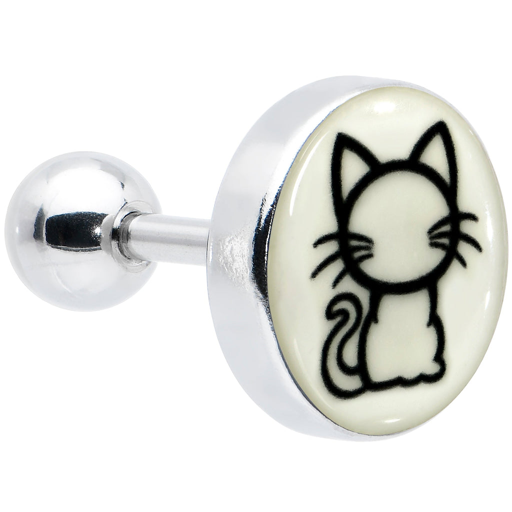 BodyCandy 16G 1/4 Glow in the Dark Kitty Cat Tragus Cartilage Earring by Onyx O — main product shot