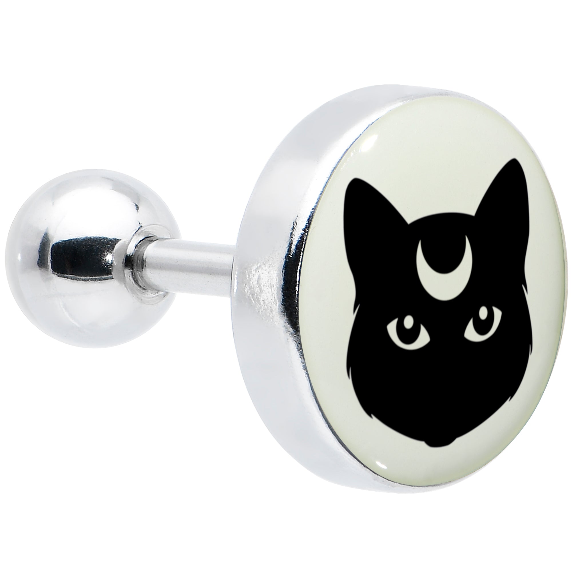 BodyCandy 16G 1/4 Glow in the Dark Mystic Kitty Cat Tragus Cartilage Earring by Onyx O — main product shot