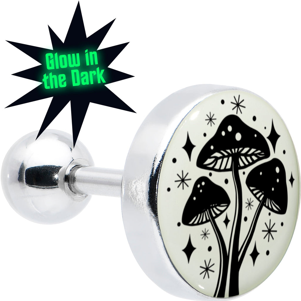 BodyCandy 16G 1/4 Glow in the Dark Mystic Mushroom Tragus Cartilage Earring by Onyx O — main product shot