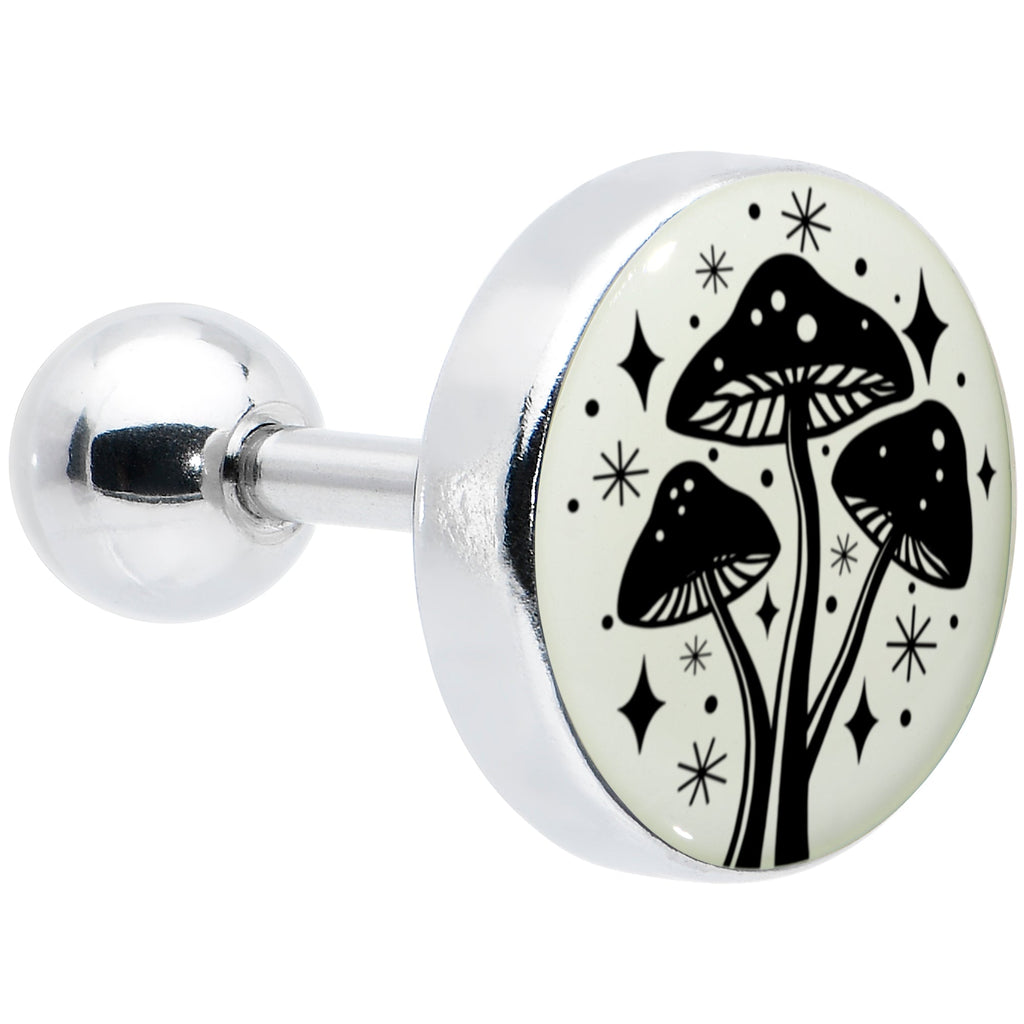 BodyCandy 16G 1/4 Glow in the Dark Mystic Mushroom Tragus Cartilage Earring by Onyx O — color detail