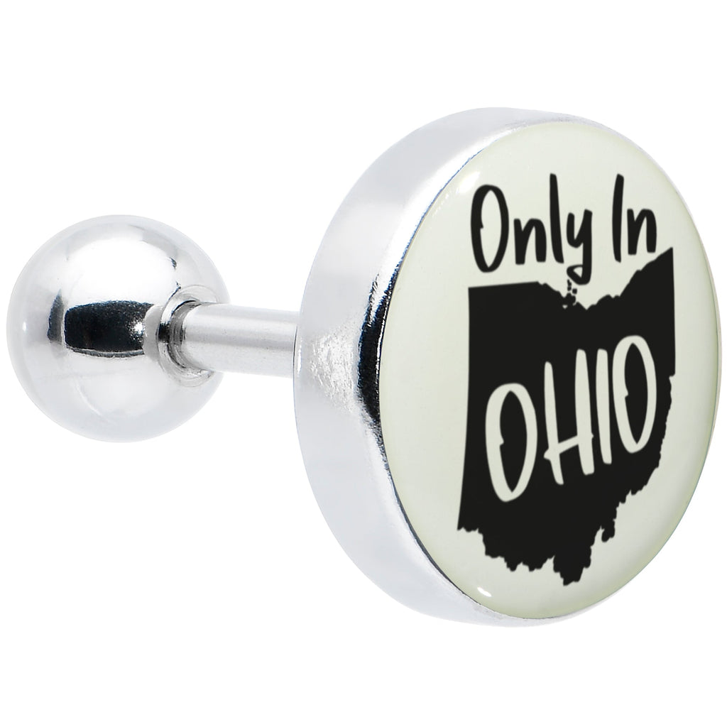BodyCandy 16G 1/4 Glow in the Dark Only in Ohio Tragus Cartilage Earring by Onyx O — main product shot
