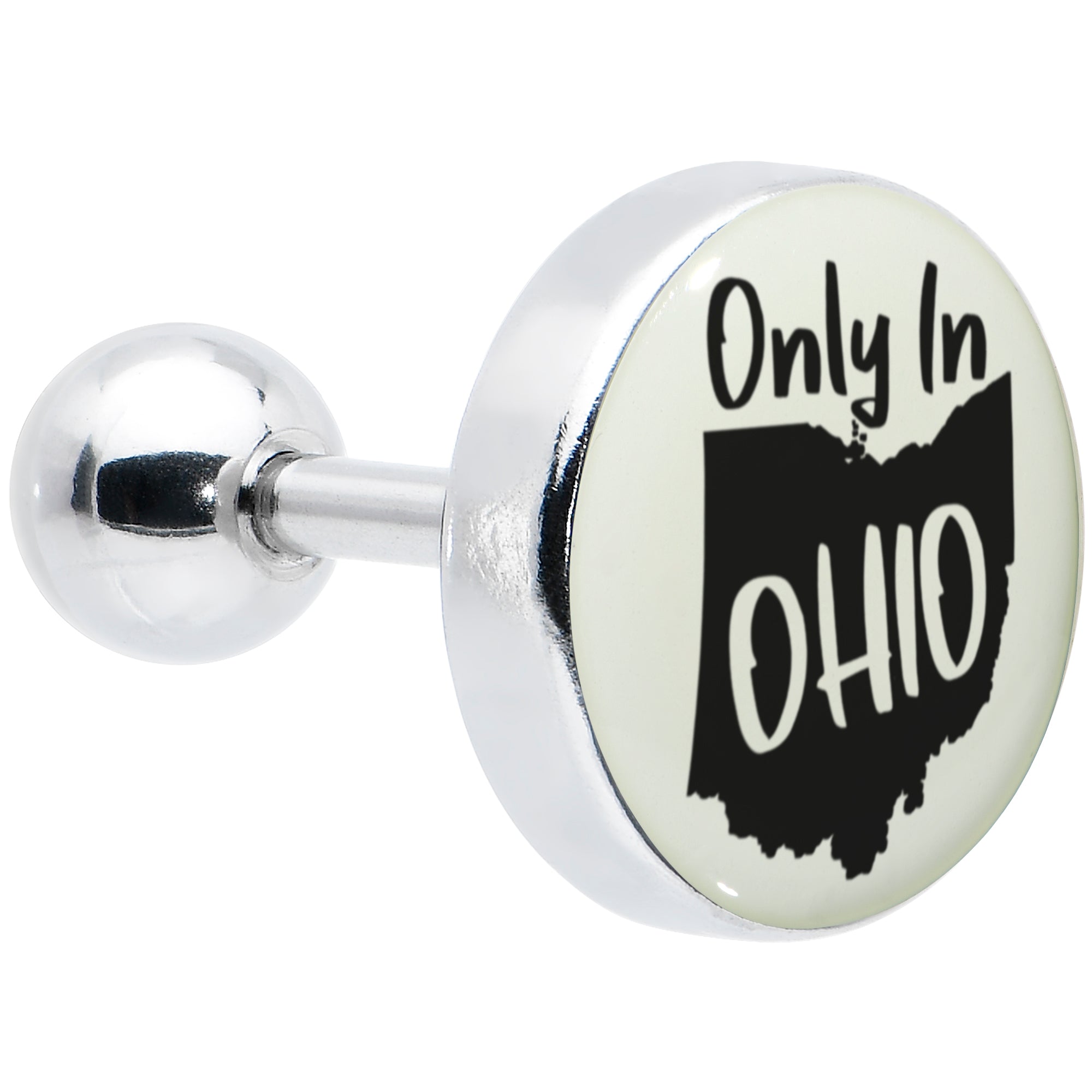BodyCandy 16G 1/4 Glow in the Dark Only in Ohio Tragus Cartilage Earring by Onyx O — main product shot