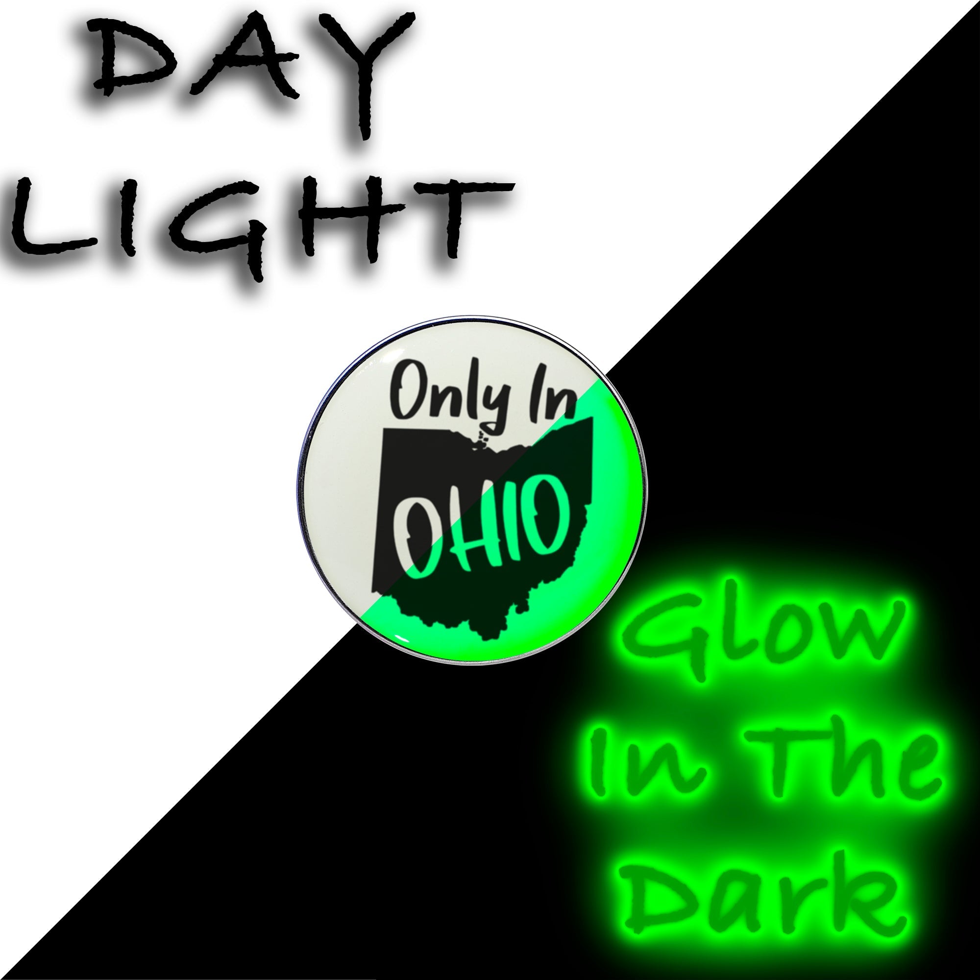 BodyCandy 16G 1/4 Glow in the Dark Only in Ohio Tragus Cartilage Earring by Onyx O — detail close-up