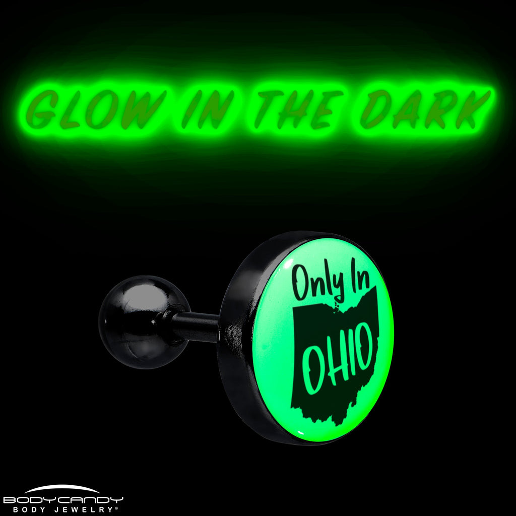 BodyCandy 16G 1/4 Glow in the Dark Only in Ohio Tragus Cartilage Earring by Onyx O — size reference