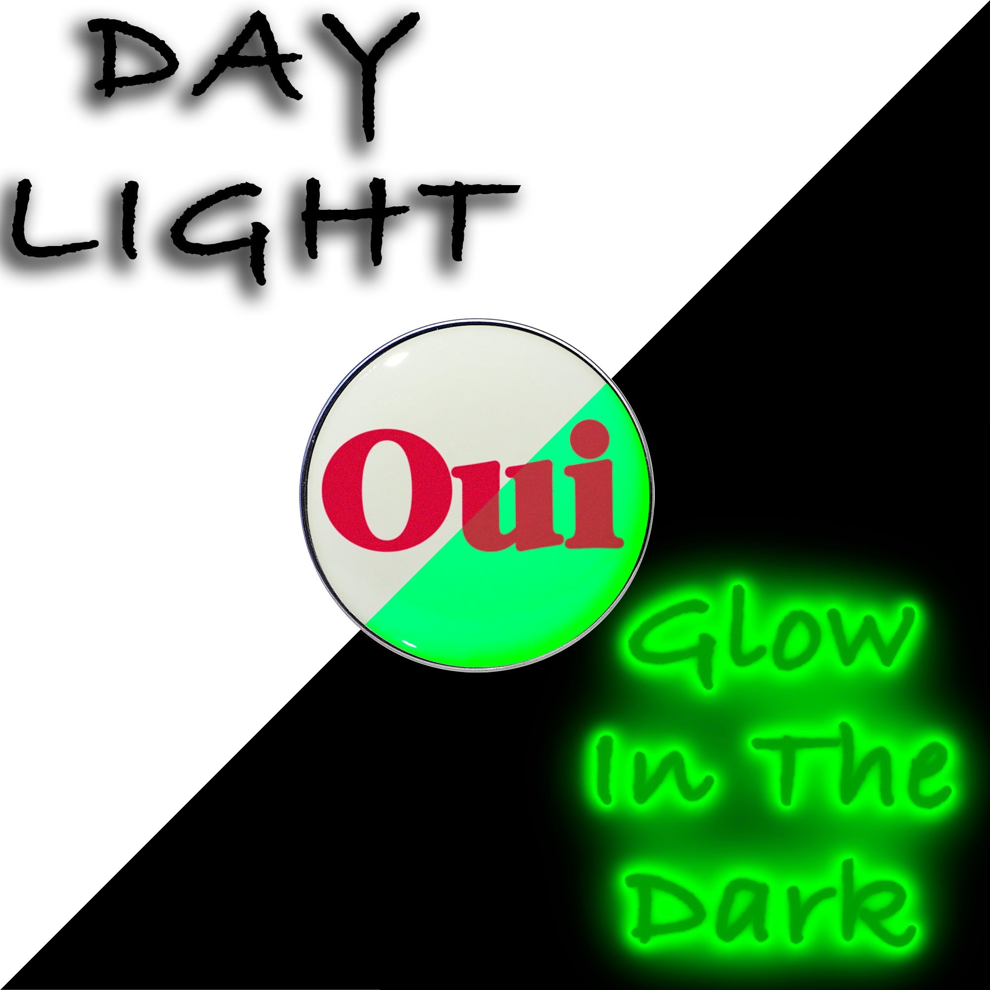 BodyCandy 16G 1/4 Glow in the Dark OUI Tragus Cartilage Earring by Onyx O — detail close-up