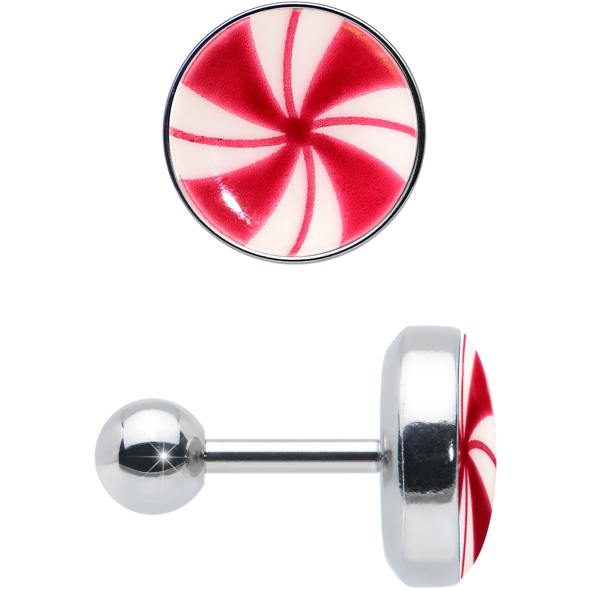 BodyCandy 16G Glow in the Dark Holiday Peppermint Candy Tragus Cartilage Earring by Onyx O — lifestyle context
