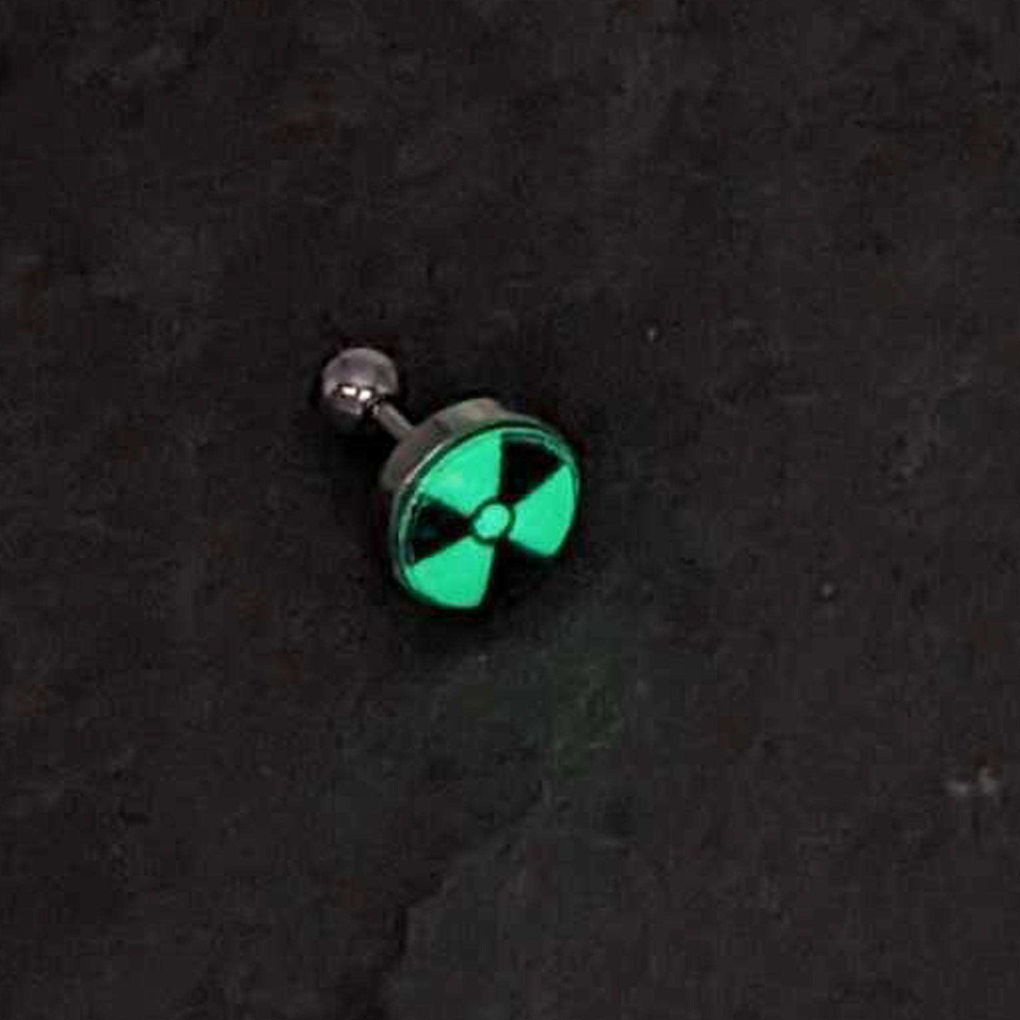 BodyCandy 16G Glow in the Dark Radioactive Tragus Cartilage Earring by Onyx O — back view