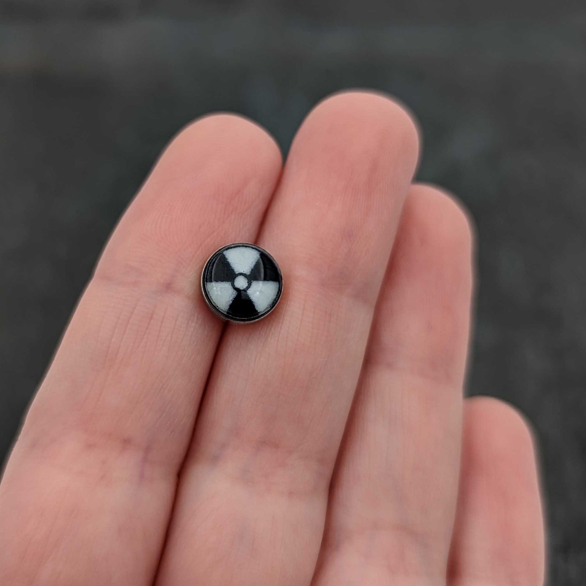 BodyCandy 16G Glow in the Dark Radioactive Tragus Cartilage Earring by Onyx O — in-use photo
