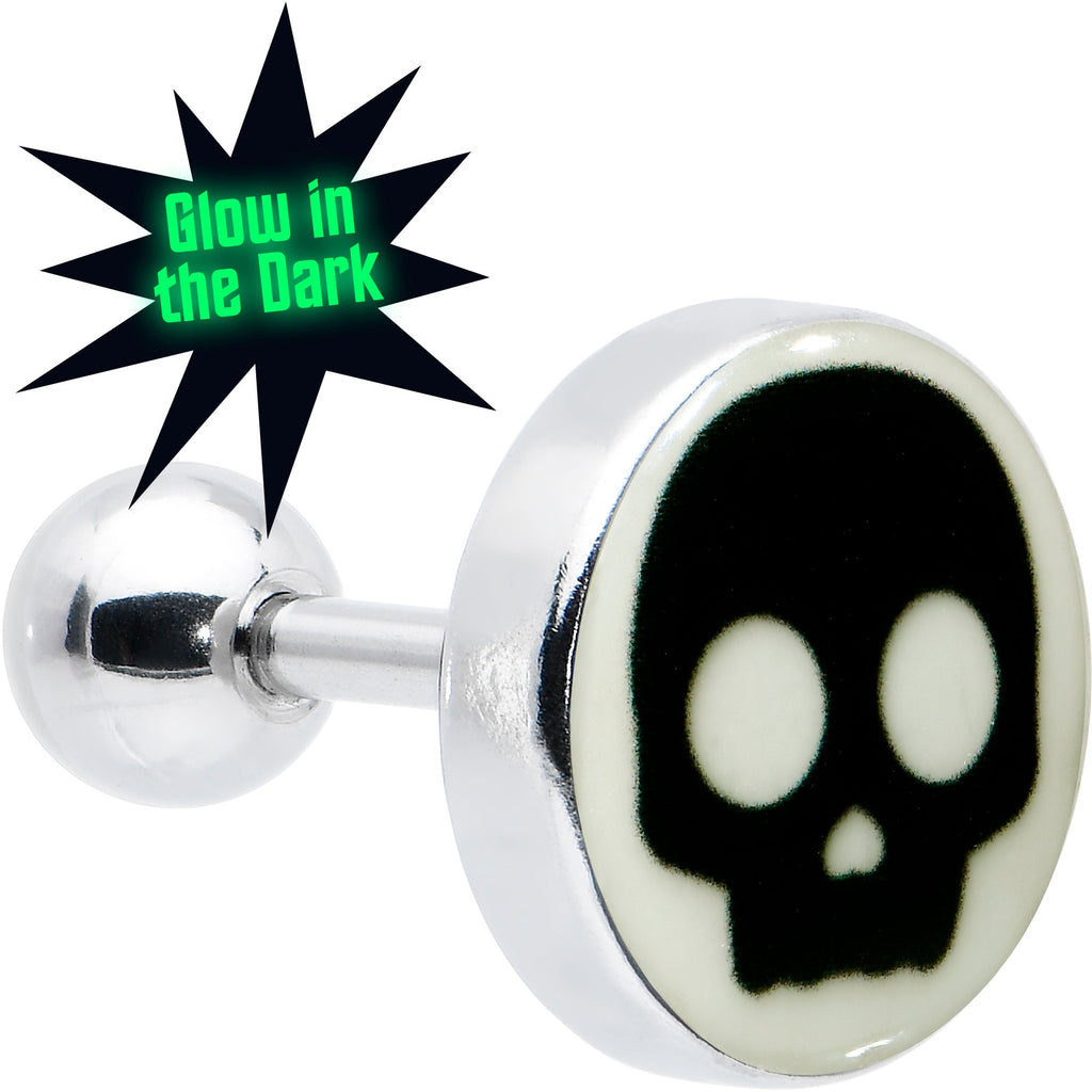 BodyCandy 16G 1/4 Glow in the Dark Simple Skull Tragus Cartilage Earring by Onyx O — main product shot