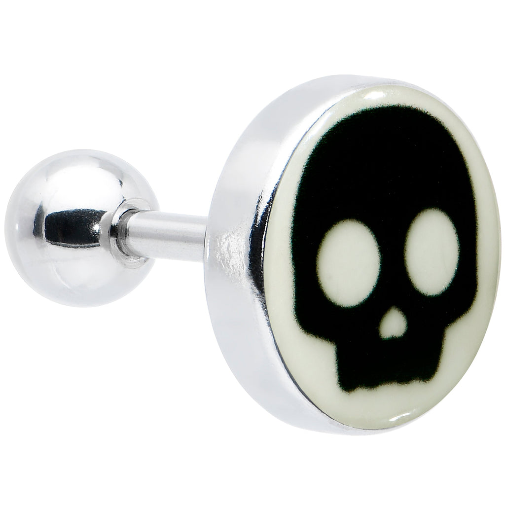 BodyCandy 16G 1/4 Glow in the Dark Simple Skull Tragus Cartilage Earring by Onyx O — color detail