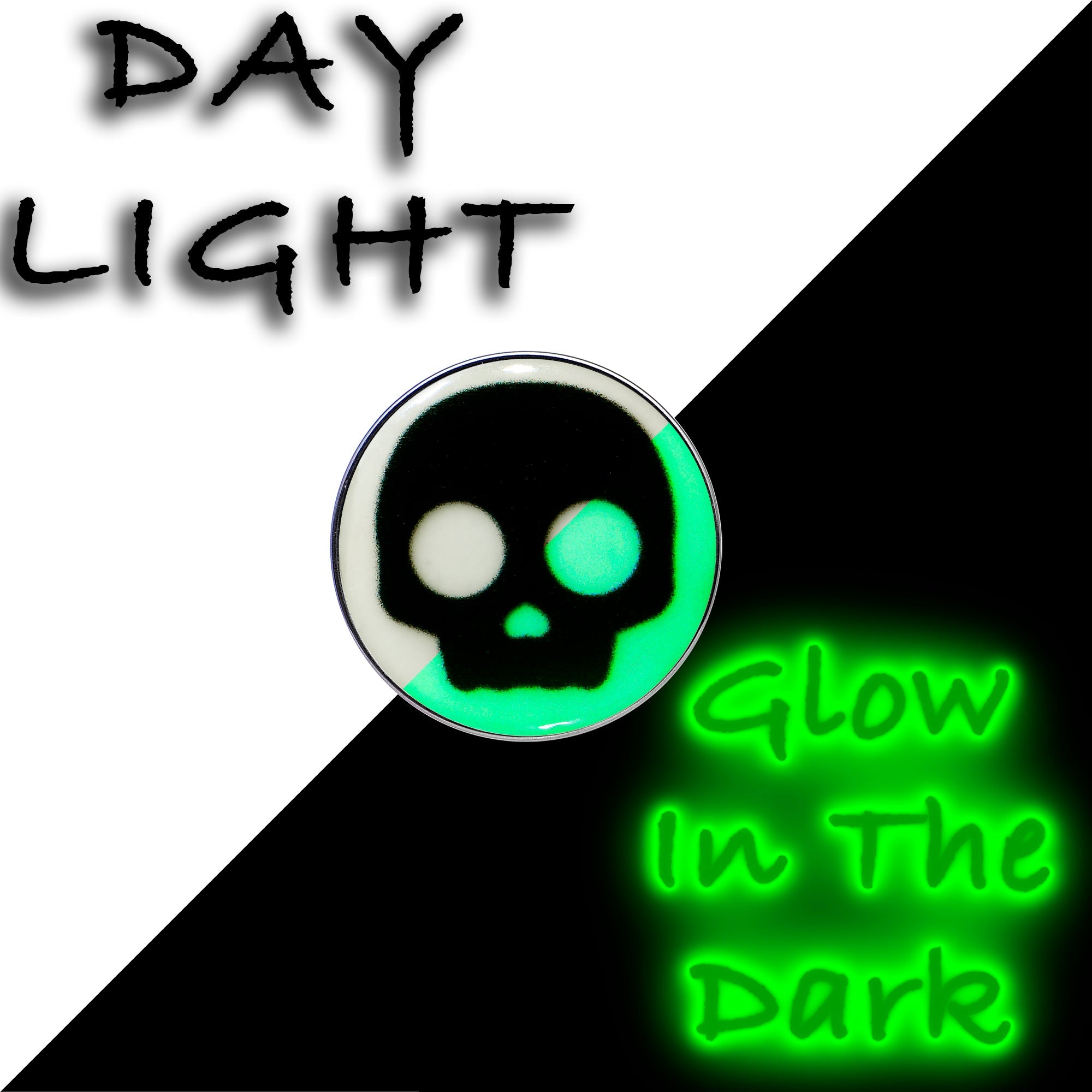 BodyCandy 16G 1/4 Glow in the Dark Simple Skull Tragus Cartilage Earring by Onyx O — detail close-up