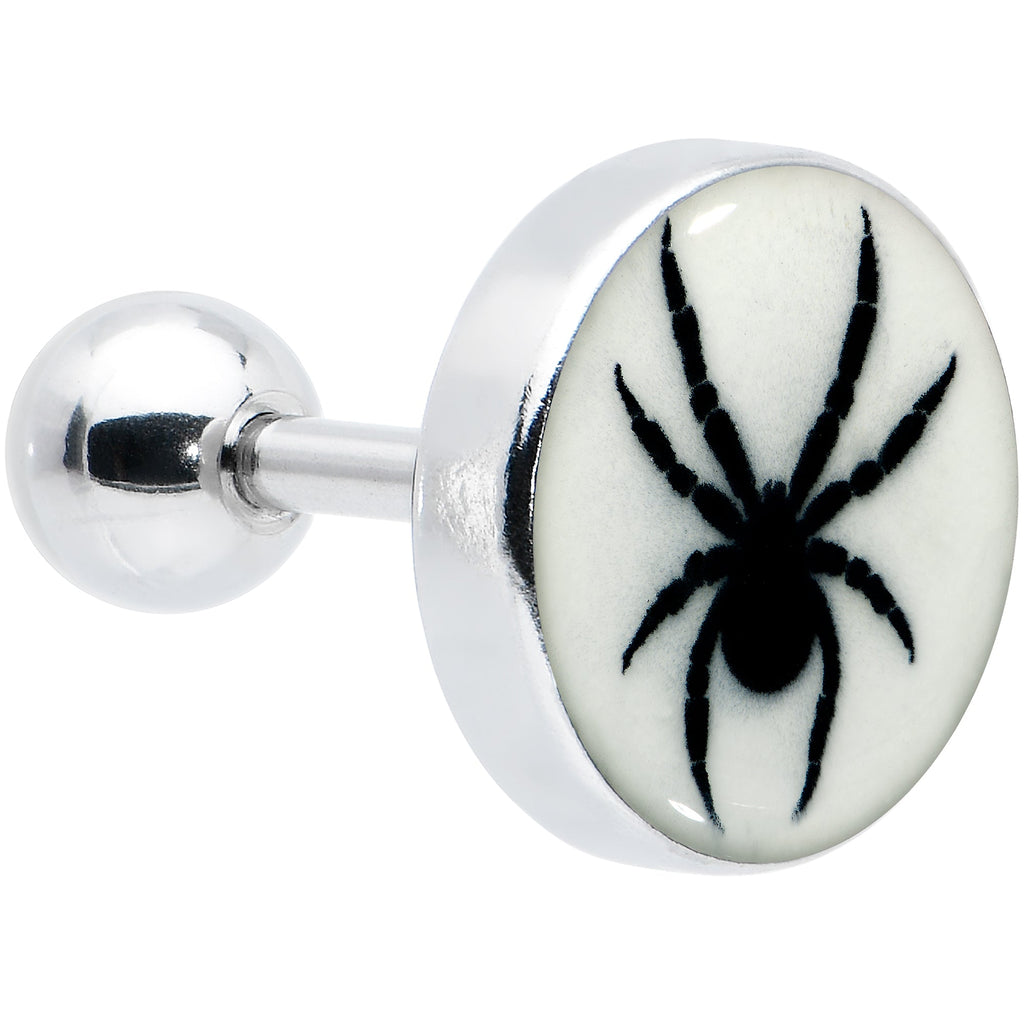 BodyCandy 16G Glow in the Dark Black Widow Spider Tragus Cartilage Earring by Onyx O — main product shot