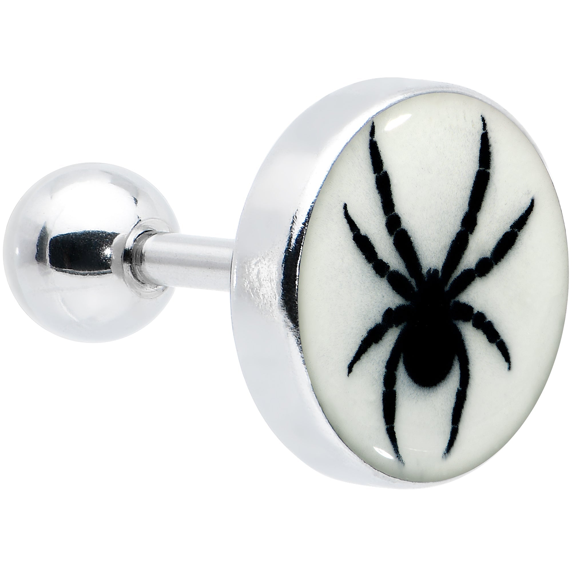 BodyCandy 16G Glow in the Dark Black Widow Spider Tragus Cartilage Earring by Onyx O — main product shot