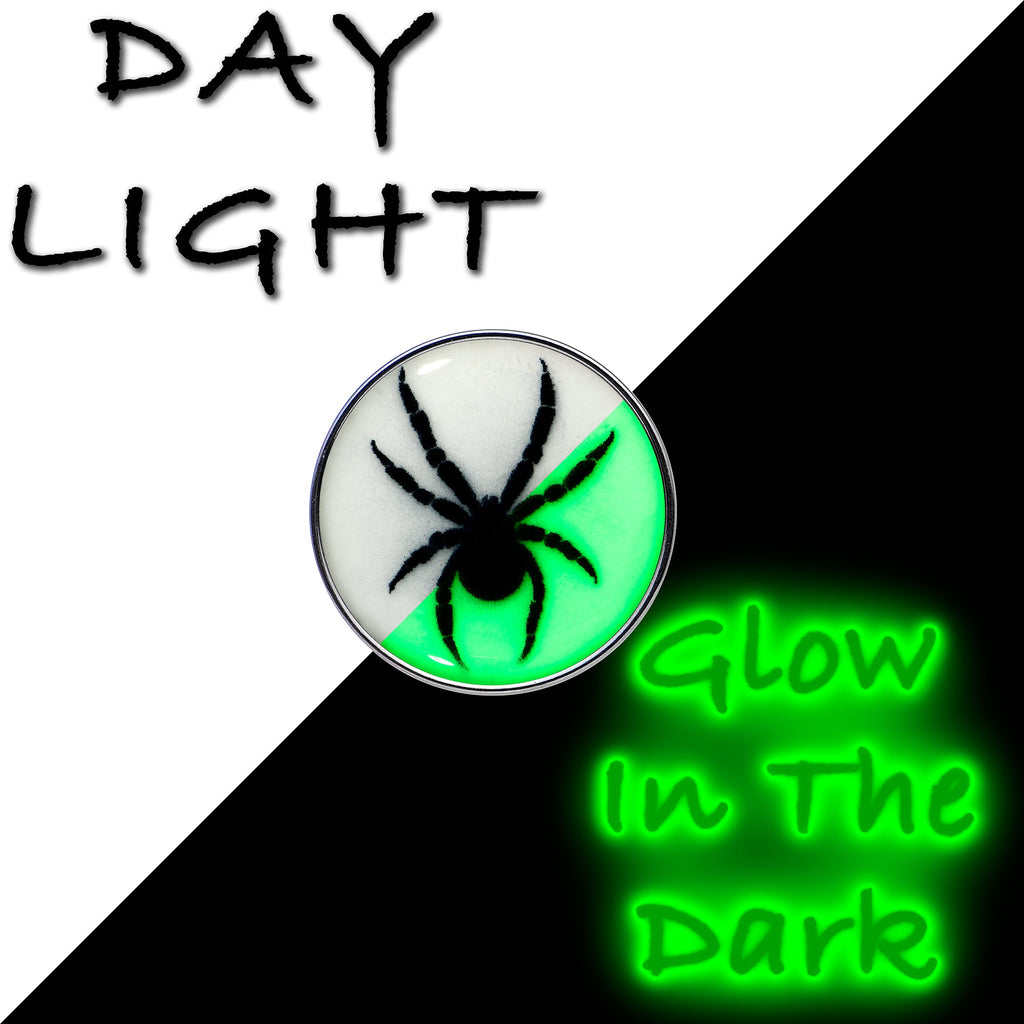 BodyCandy 16G Glow in the Dark Black Widow Spider Tragus Cartilage Earring by Onyx O — detail close-up