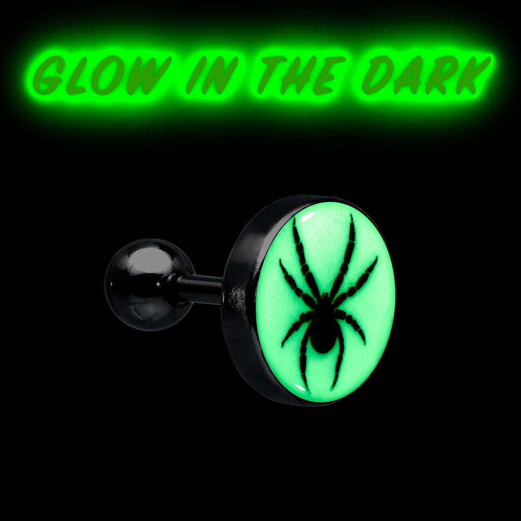 BodyCandy 16G Glow in the Dark Black Widow Spider Tragus Cartilage Earring by Onyx O — size reference