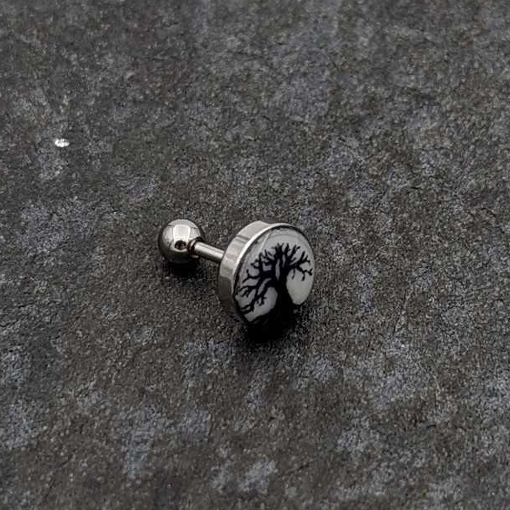 BodyCandy 16G Glow in the Dark Tree of Life Tragus Cartilage Earring by Onyx O — in-use photo