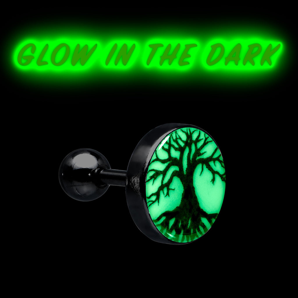 BodyCandy 16G Glow in the Dark Tree of Life Tragus Cartilage Earring by Onyx O — size reference