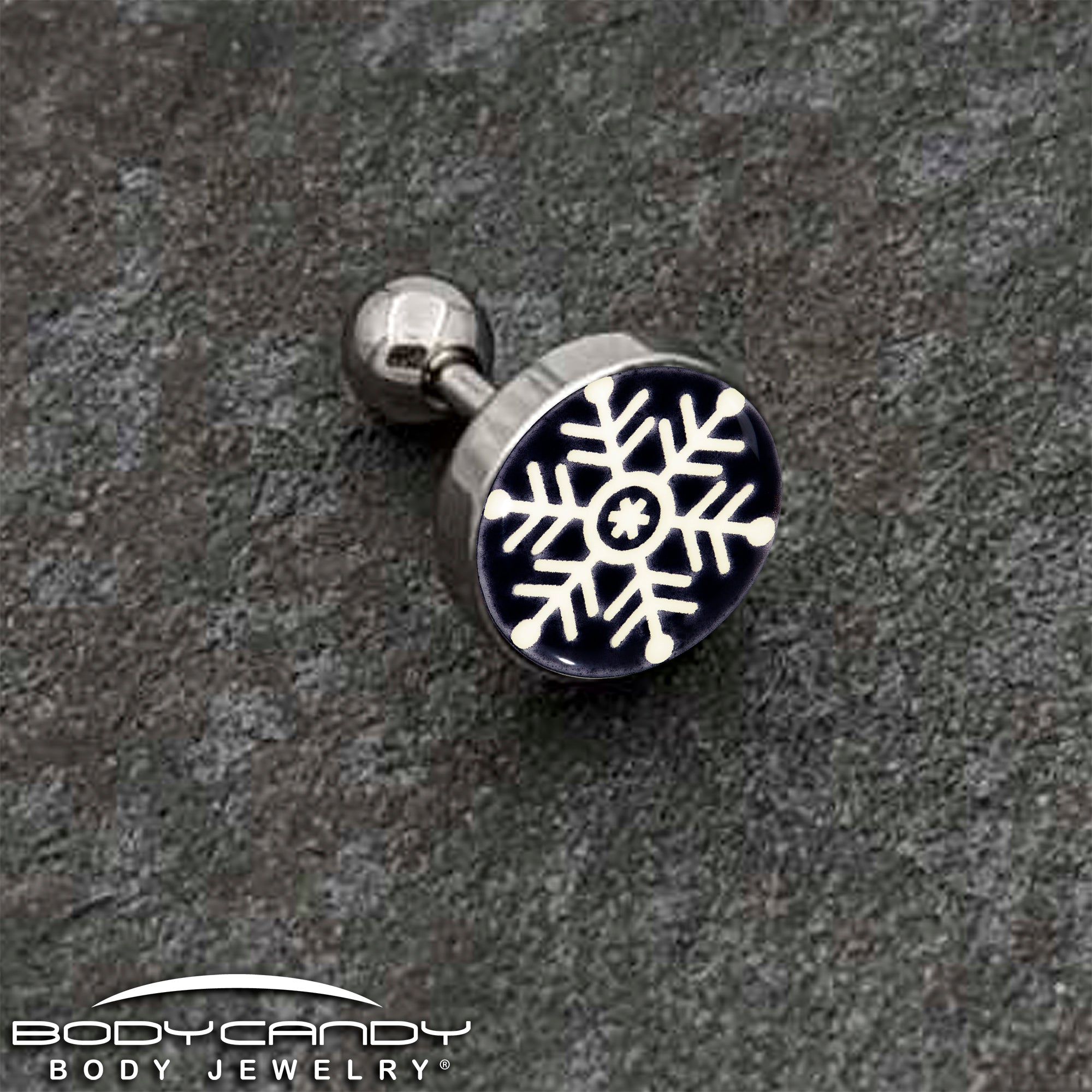 BodyCandy Glow in the Dark Holiday Christmas Tree Tragus Cartilage Earring by Onyx O — back view