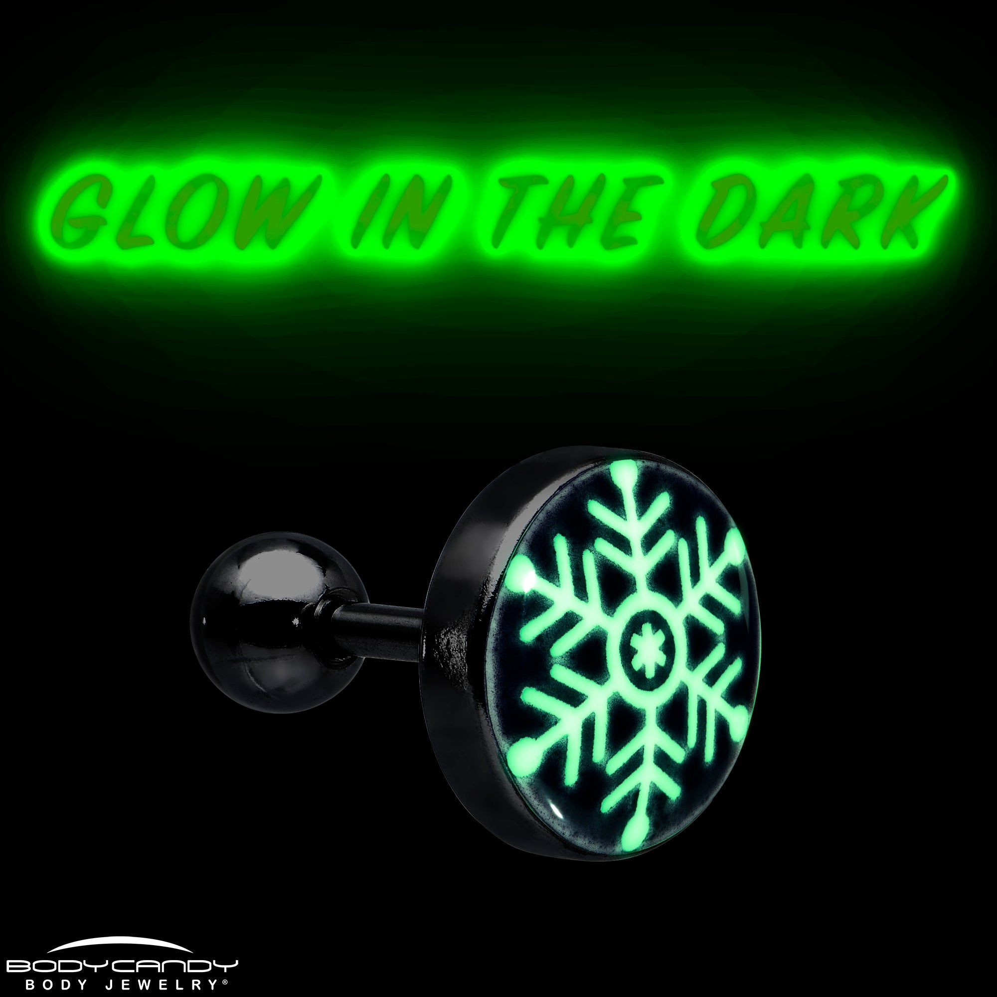 BodyCandy Glow in the Dark Holiday Christmas Tree Tragus Cartilage Earring by Onyx O — size reference
