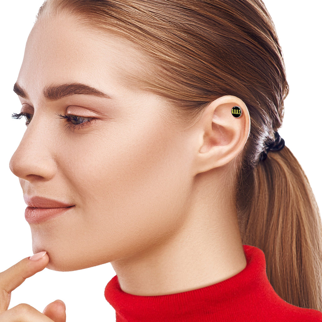 BodyCandy 16G 1/4 G.O.A.T. Cartilage Tragus Earring by Onyx O — side view
