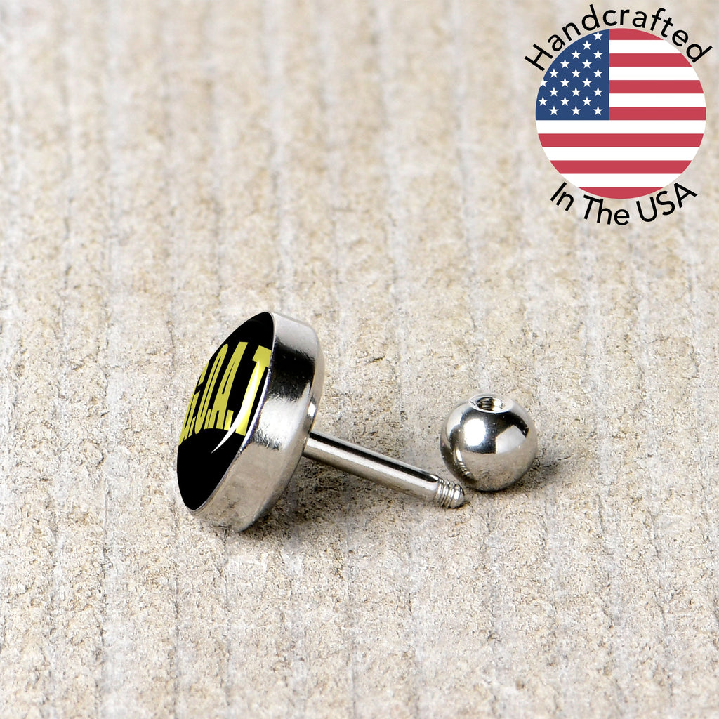BodyCandy 16G 1/4 G.O.A.T. Cartilage Tragus Earring by Onyx O — back view